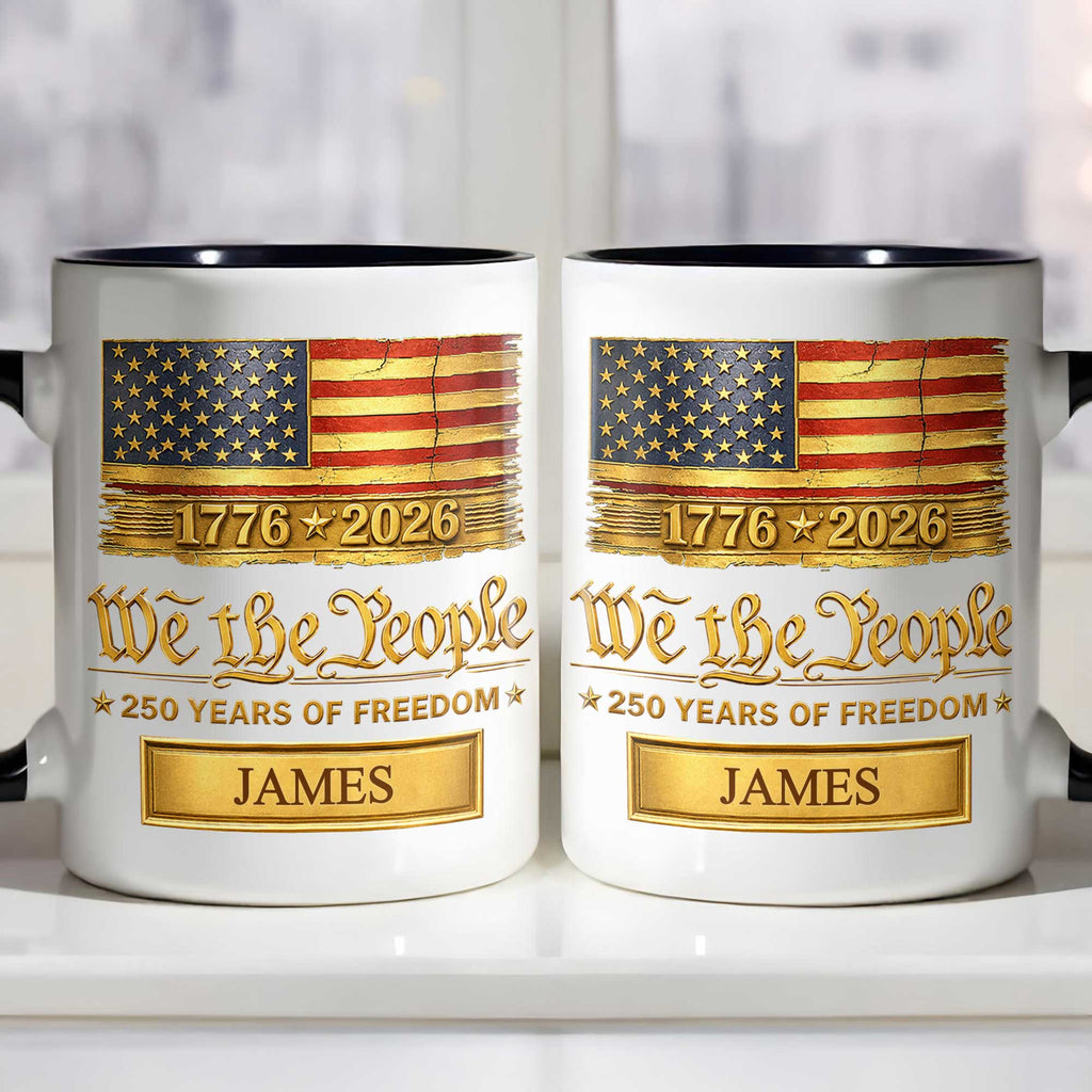 Personalized Ceramic Accent Mug Custom Name American Flag Gift for Dad Accent Mug GradoCreations
