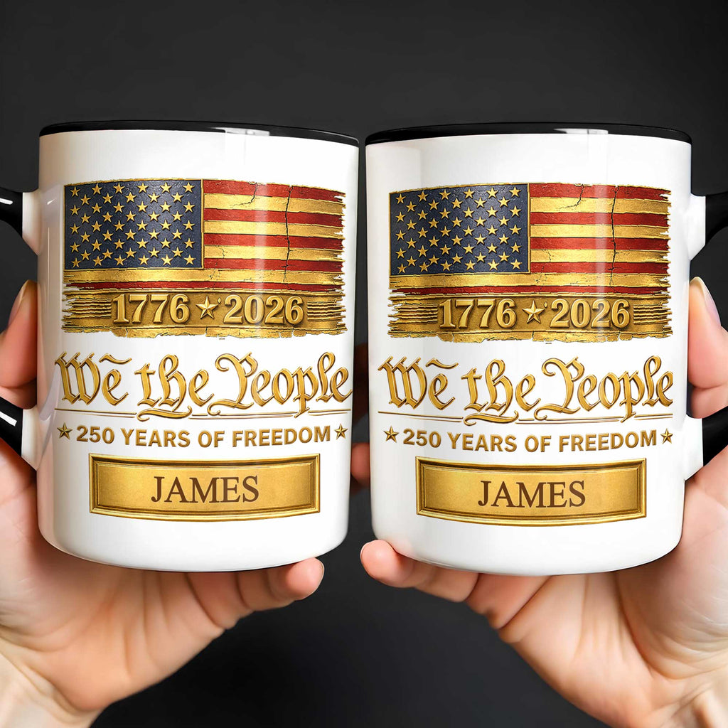 Personalized Ceramic Accent Mug Custom Name American Flag Gift for Dad Accent Mug GradoCreations