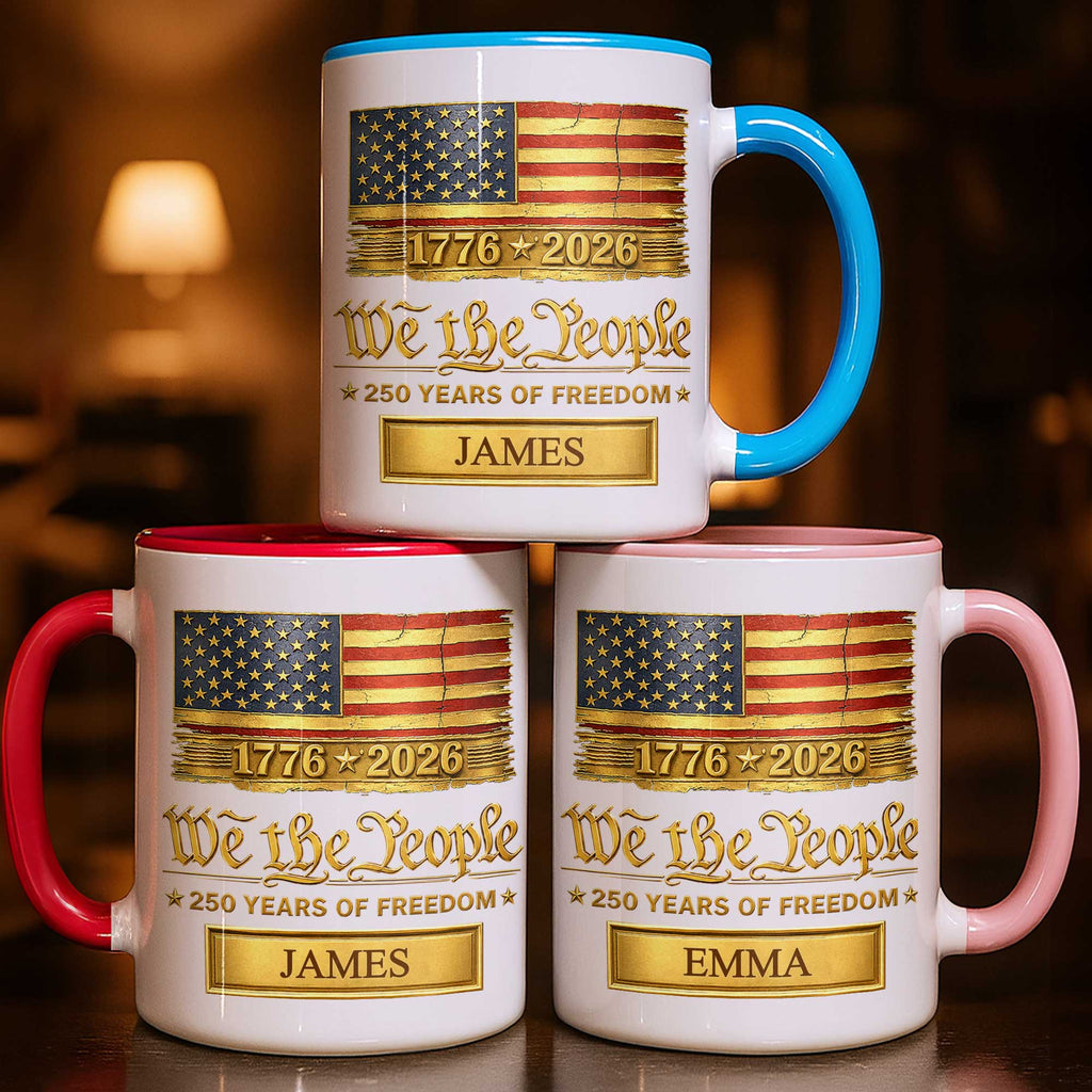 Personalized Ceramic Accent Mug Custom Name American Flag Gift for Dad Accent Mug GradoCreations