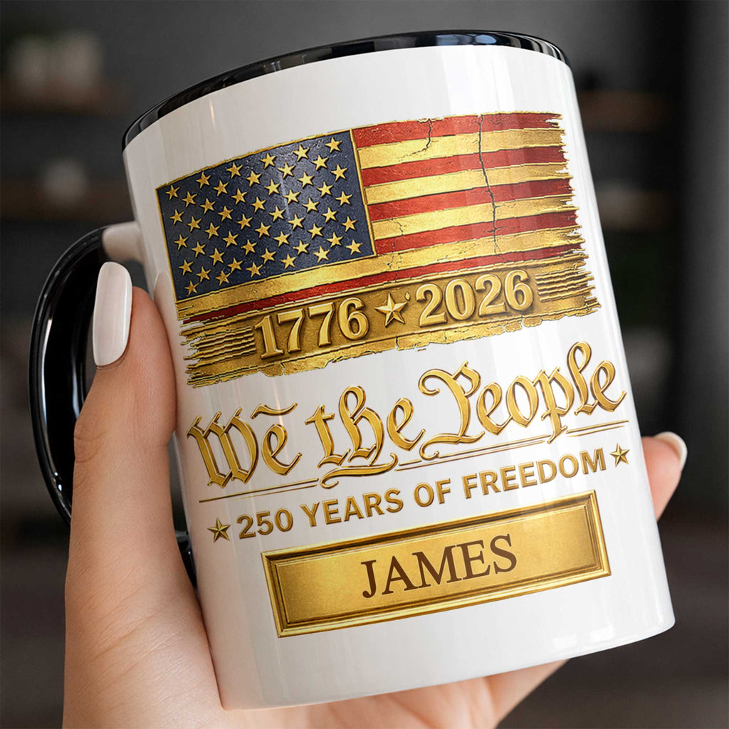 Personalized Ceramic Accent Mug Custom Name American Flag Gift for Dad Accent Mug GradoCreations