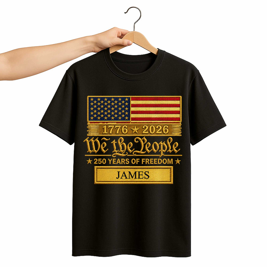 Personalized American Flag T-shirt & Hoodie Gift for Dad - 4th of July Shirt GradoCreations