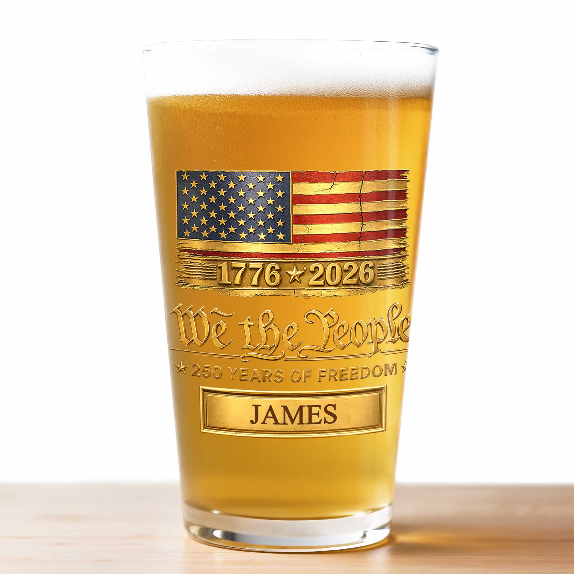 Personalized USA Flag Beer Glass Custom Name Gift for Dad Beer Glasses GradoCreations