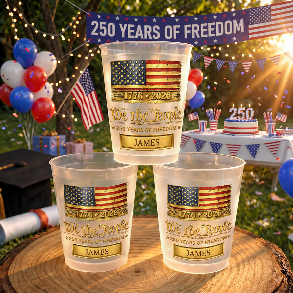 Personalized American Flag Frosted Cups Custom Name Gift Frosted Cups GradoCreations