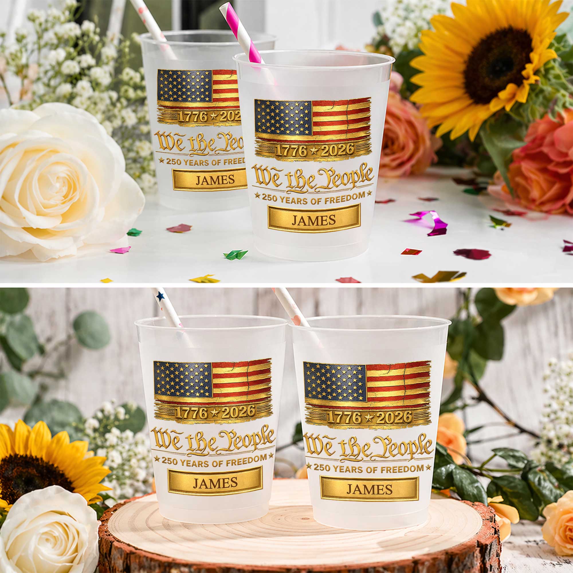 Personalized American Flag Frosted Cups Custom Name Gift Frosted Cups GradoCreations
