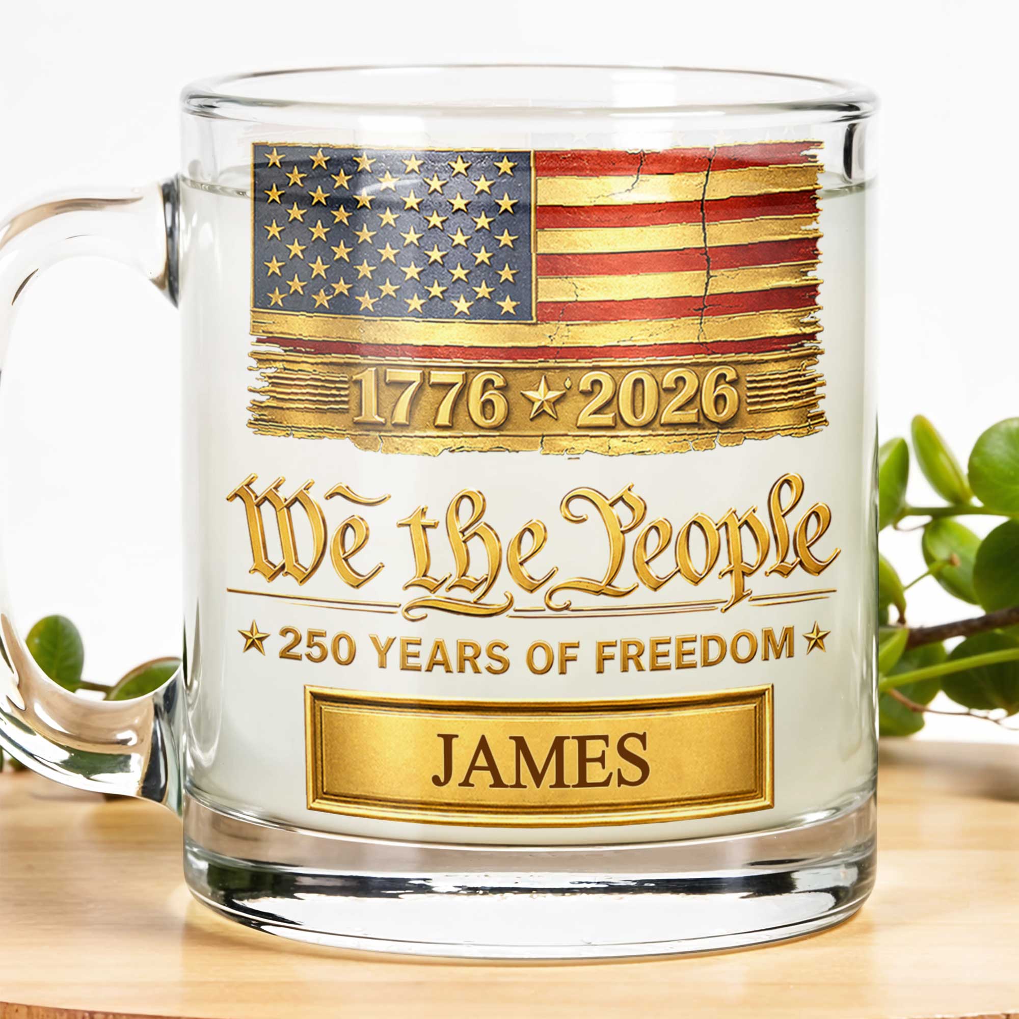 Personalized 11oz Glass Mug USA Flag Gift for Dad - 4th of July Glass Mug GradoCreations