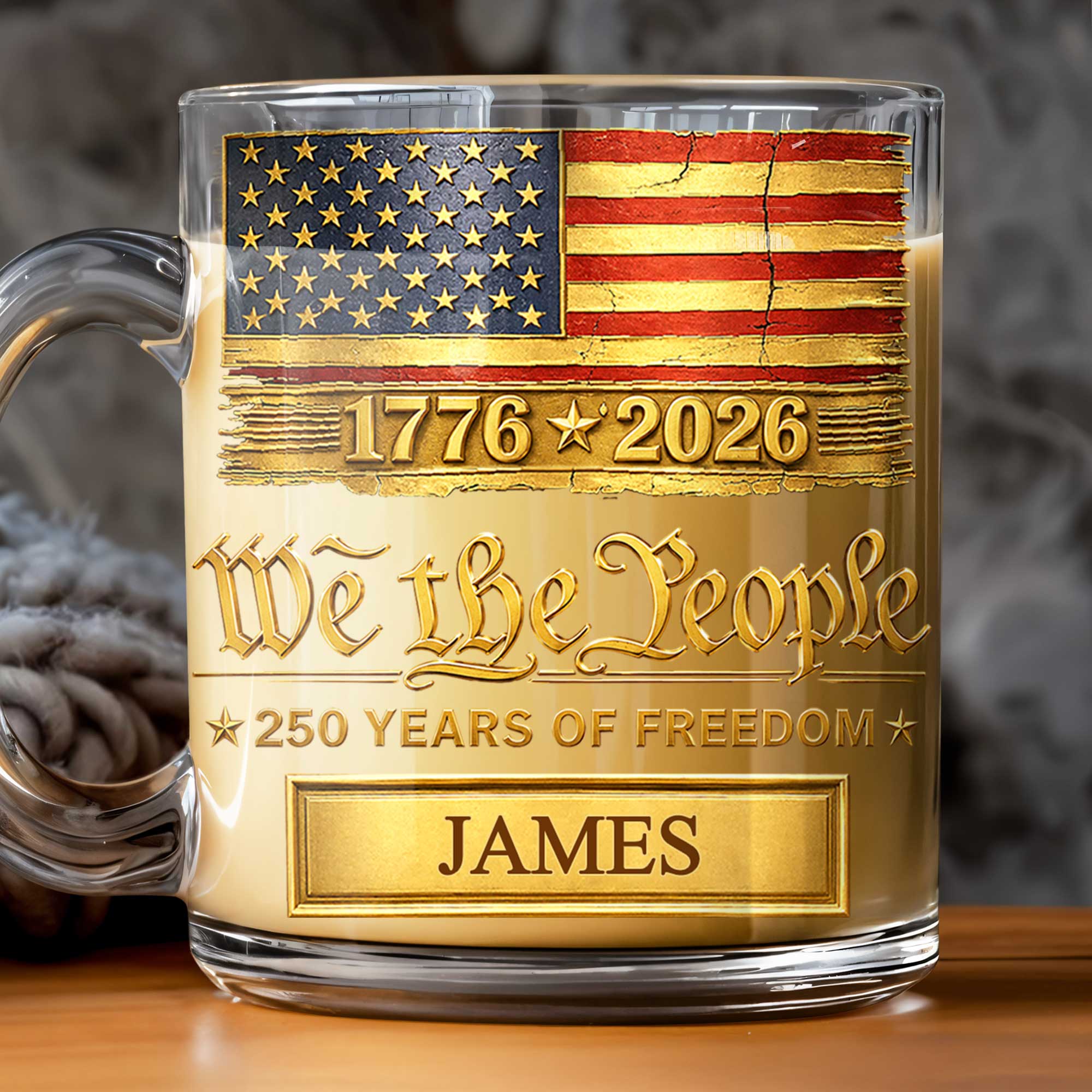 Personalized 11oz Glass Mug USA Flag Gift for Dad - 4th of July Glass Mug GradoCreations