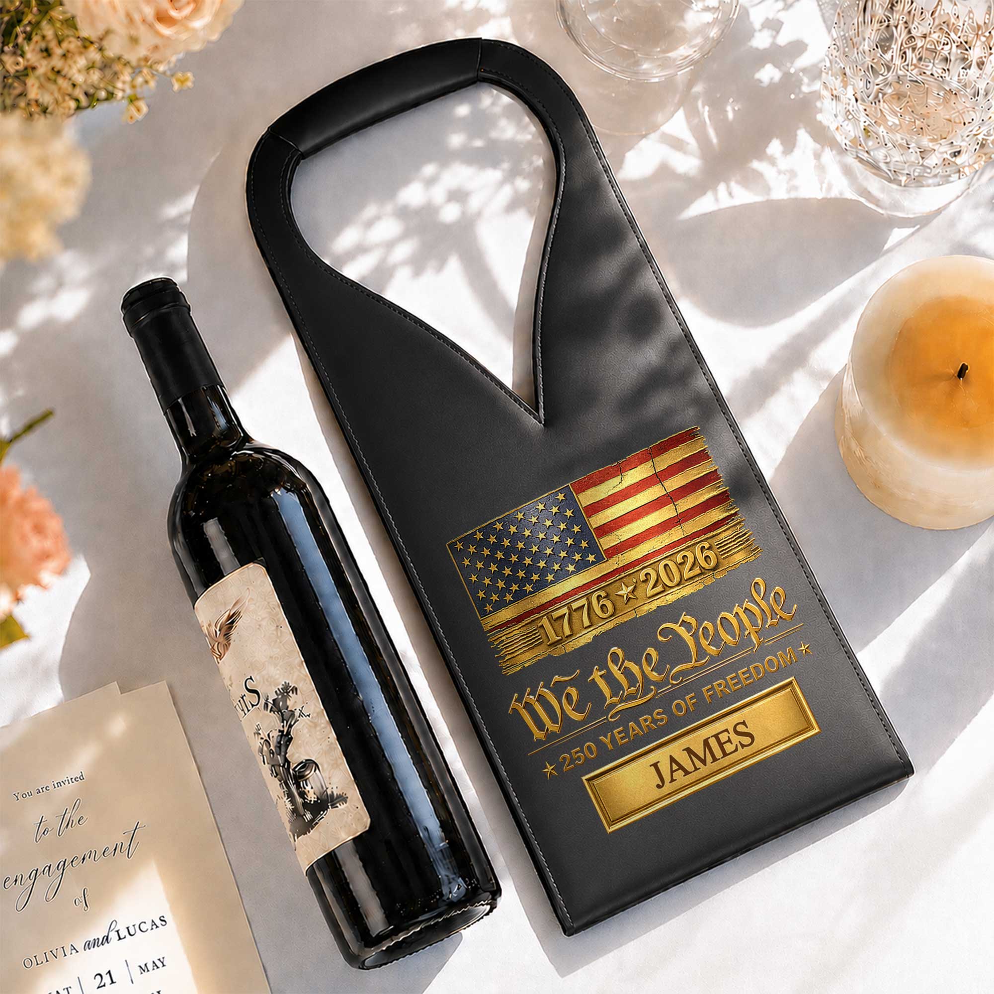 Personalized Leather Wine Bag Custom Name Gift for Dad Leather Wine Bag GradoCreations