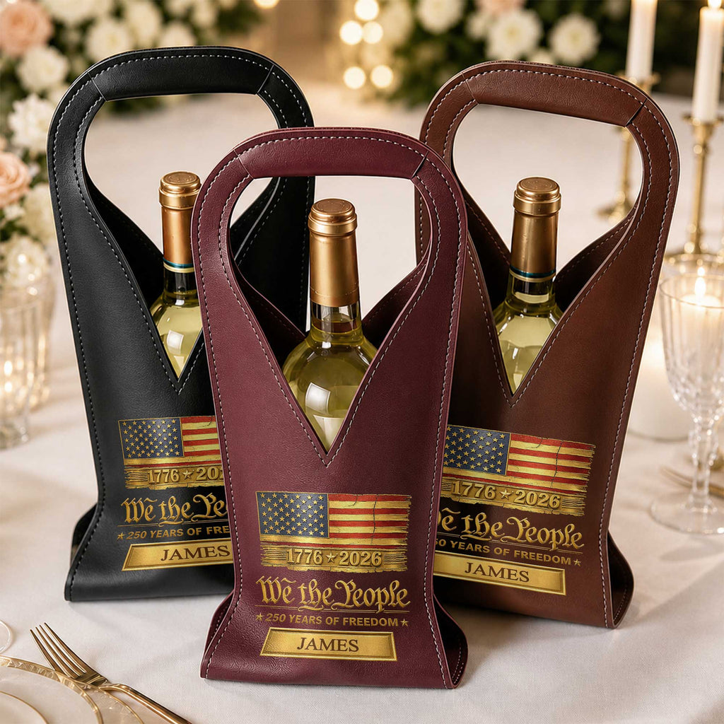 Personalized Leather Wine Bag Custom Name Gift for Dad Leather Wine Bag GradoCreations