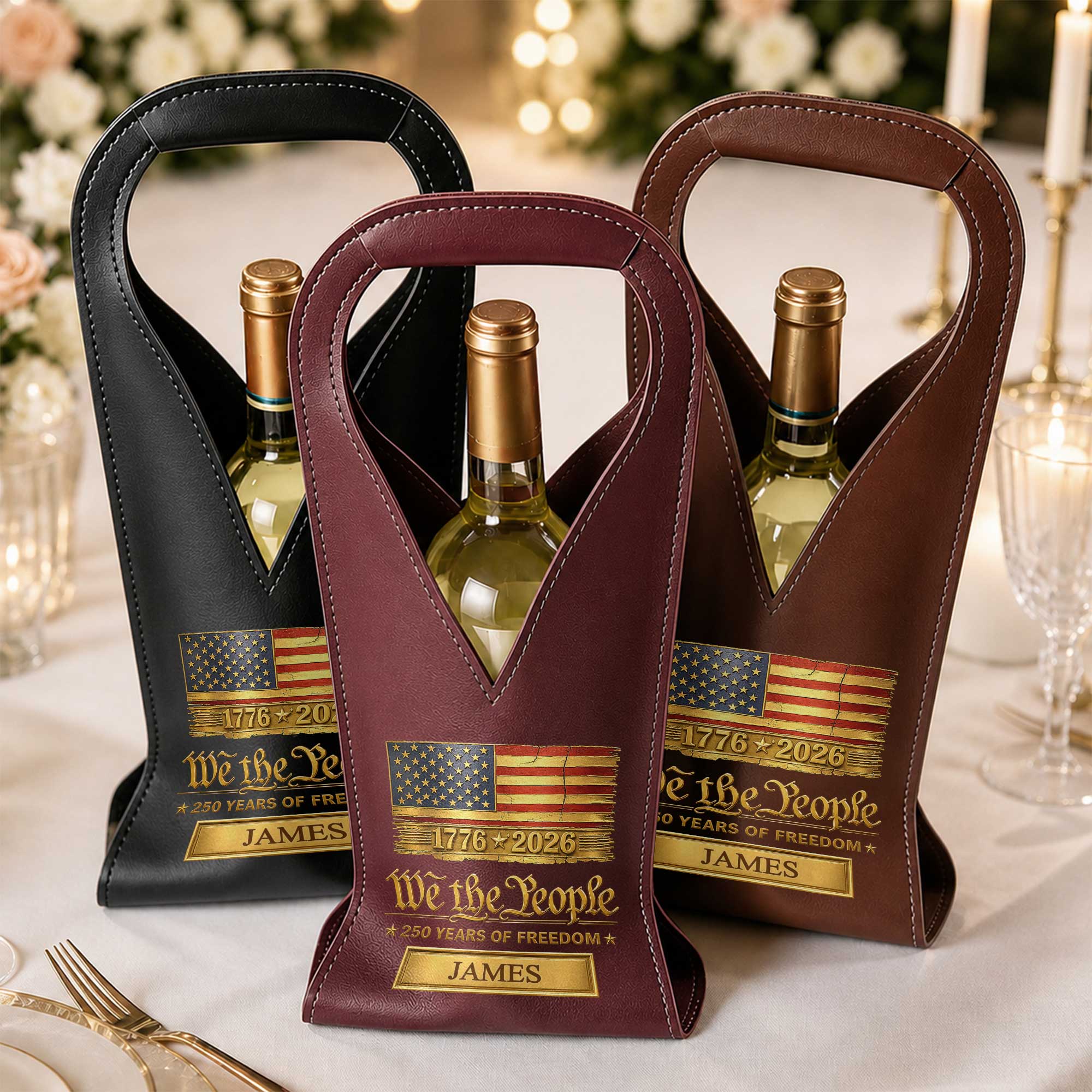 Personalized Leather Wine Bag Custom Name Gift for Dad Leather Wine Bag GradoCreations