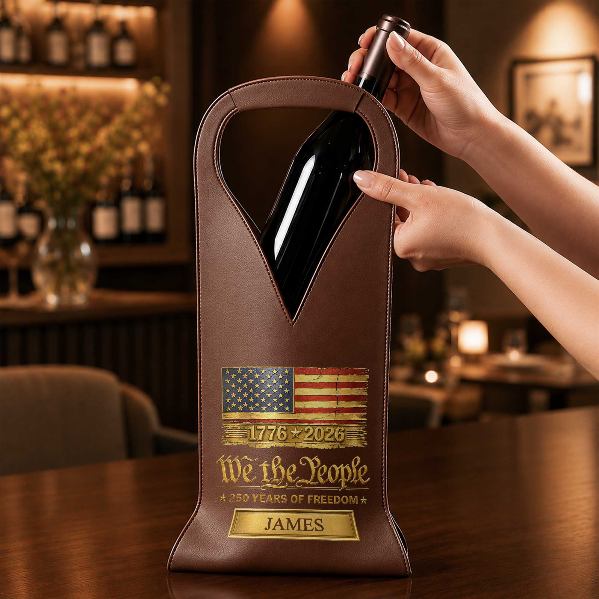 Personalized Leather Wine Bag Custom Name Gift for Dad Leather Wine Bag GradoCreations
