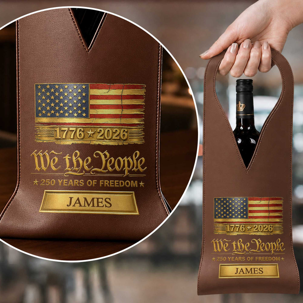 Personalized Leather Wine Bag Custom Name Gift for Dad Leather Wine Bag GradoCreations