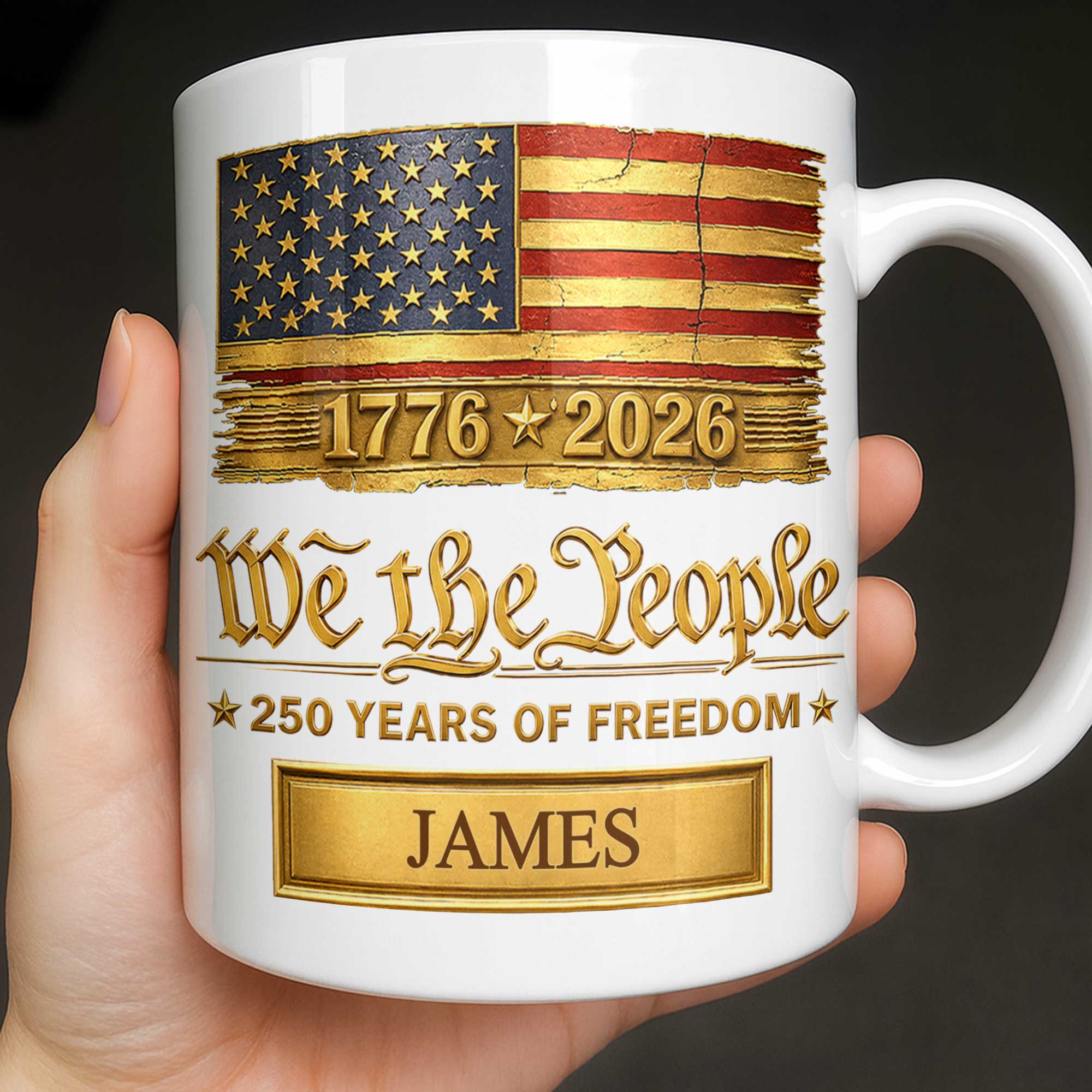 Personalized American Flag Coffee Mug Custom Name Gift for Dad Edge-to-edge Mug GradoCreations