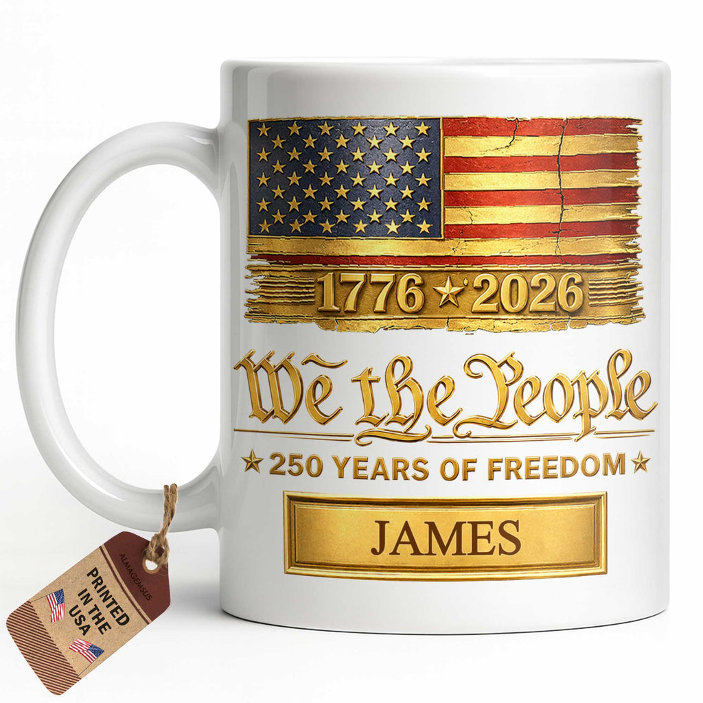Personalized American Flag Coffee Mug Custom Name Gift for Dad Edge-to-edge Mug GradoCreations
