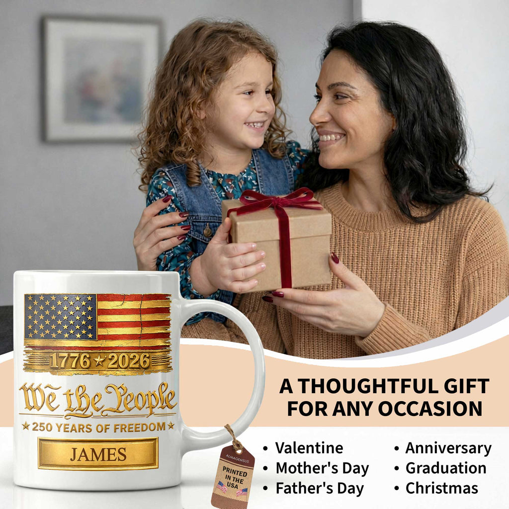 Personalized American Flag Coffee Mug Custom Name Gift for Dad Edge-to-edge Mug GradoCreations