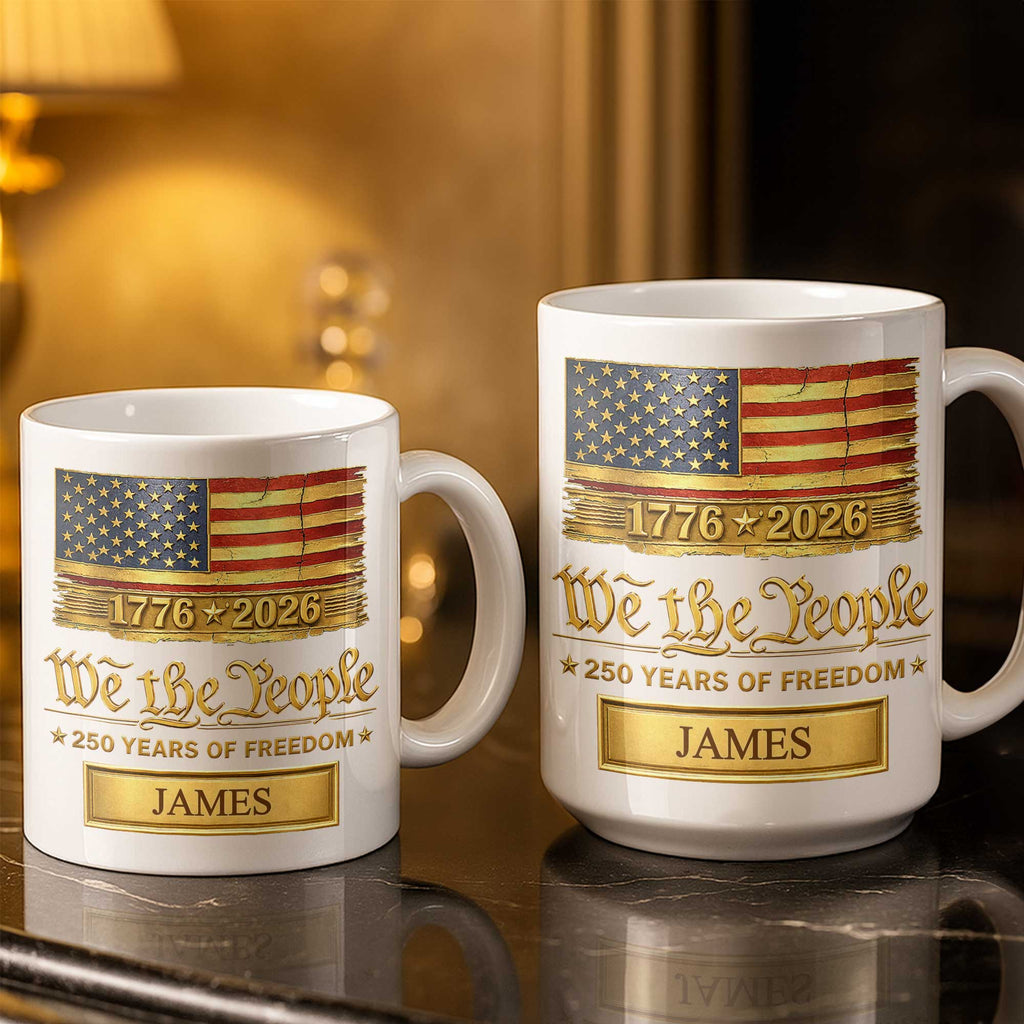 Personalized American Flag Coffee Mug Custom Name Gift for Dad Edge-to-edge Mug GradoCreations