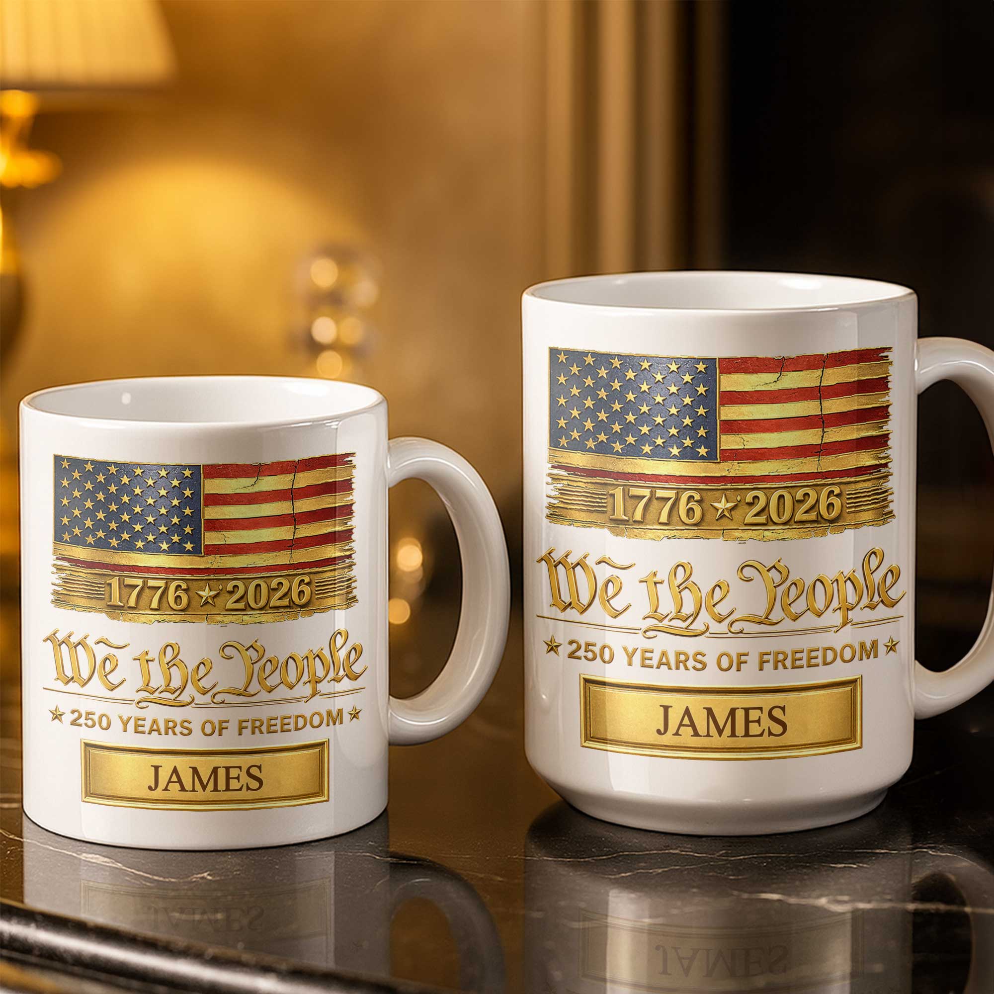 Personalized American Flag Coffee Mug Custom Name Gift for Dad Edge-to-edge Mug GradoCreations