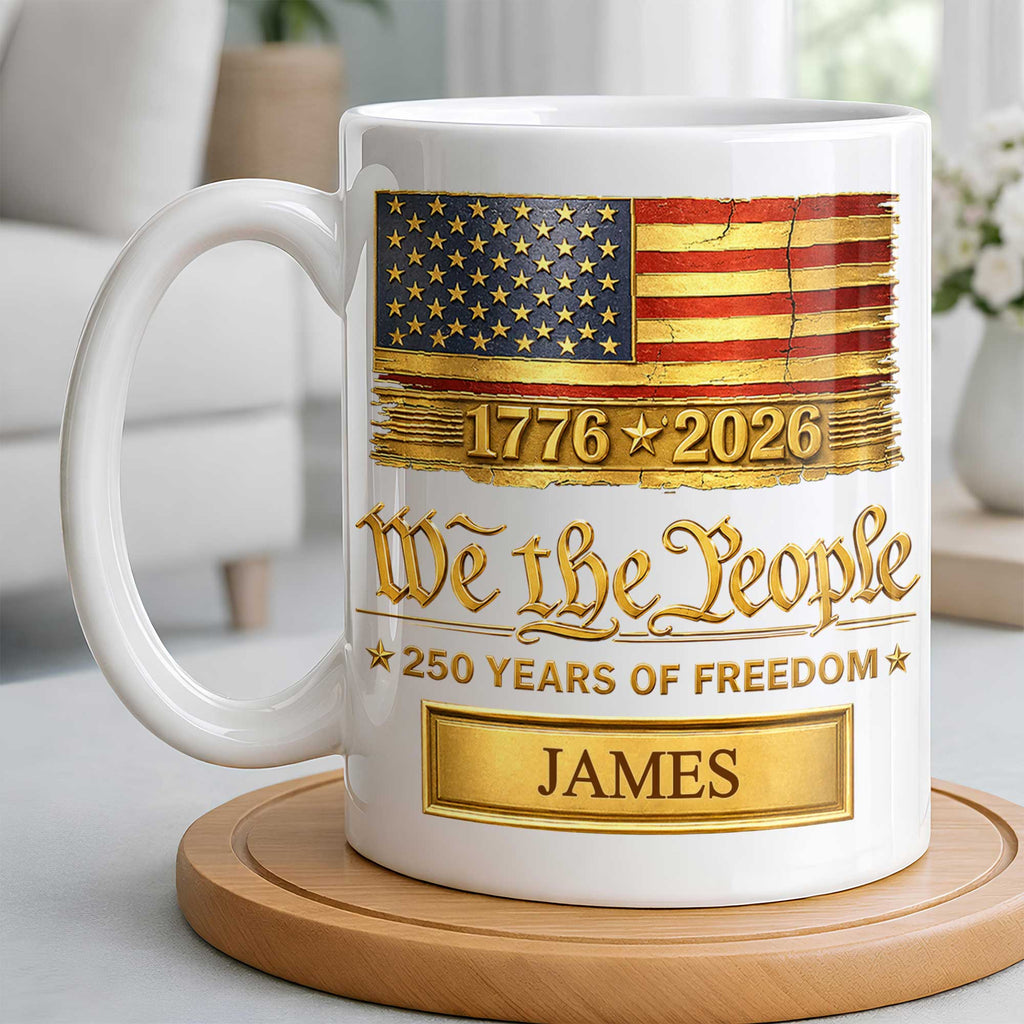 Personalized American Flag Coffee Mug Custom Name Gift for Dad Edge-to-edge Mug GradoCreations
