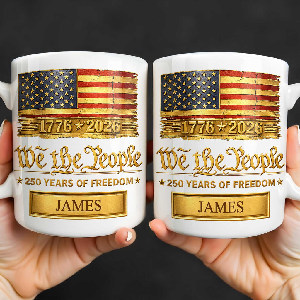 Personalized American Flag Coffee Mug Custom Name Gift for Dad Edge-to-edge Mug GradoCreations