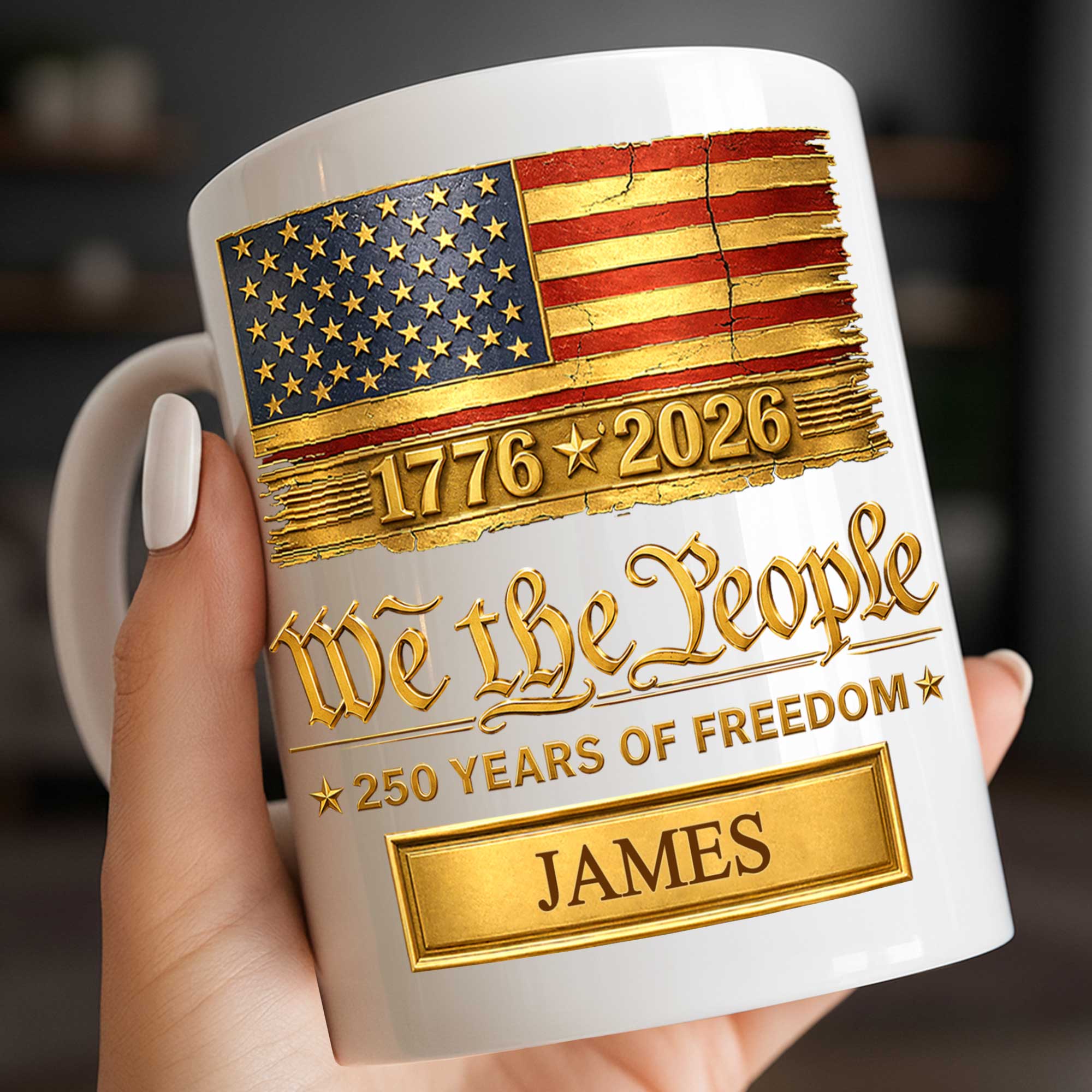 Personalized American Flag Coffee Mug Custom Name Gift for Dad Edge-to-edge Mug GradoCreations