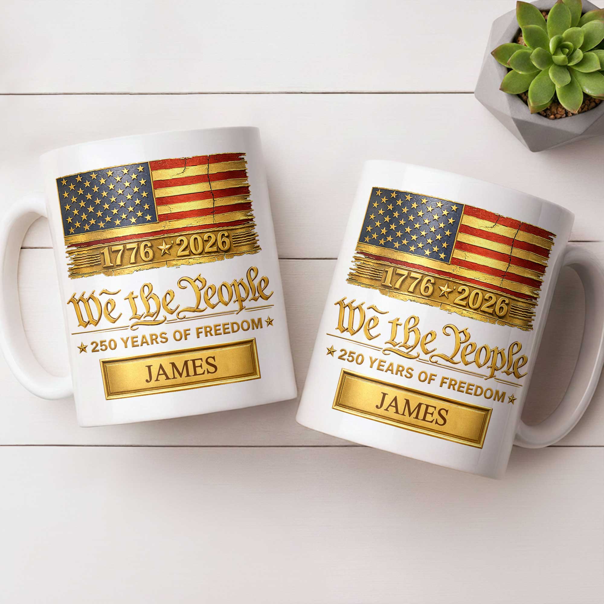Personalized American Flag Coffee Mug Custom Name Gift for Dad Edge-to-edge Mug GradoCreations