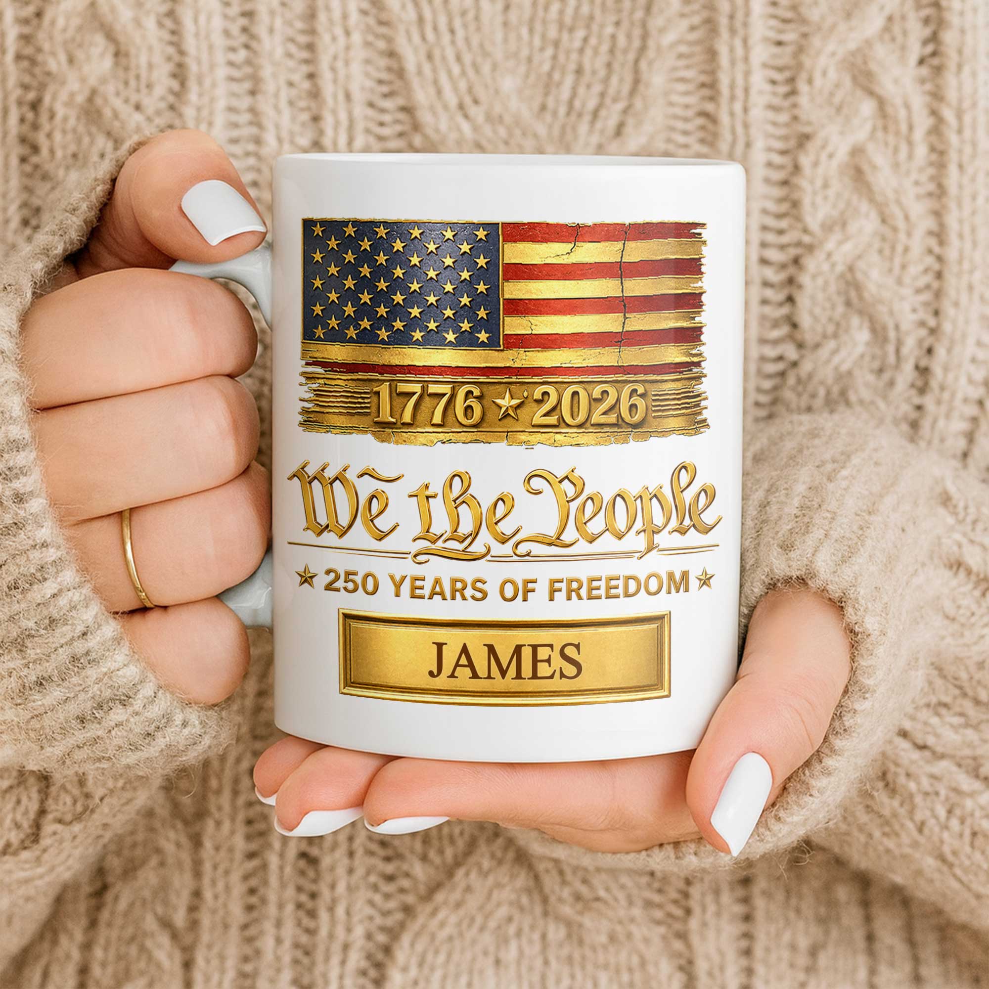 Personalized American Flag Coffee Mug Custom Name Gift for Dad Edge-to-edge Mug GradoCreations