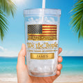 Personalized Plastic Tumbler Custom Name USA Flag Gift for Dad Plastic Tumbler GradoCreations