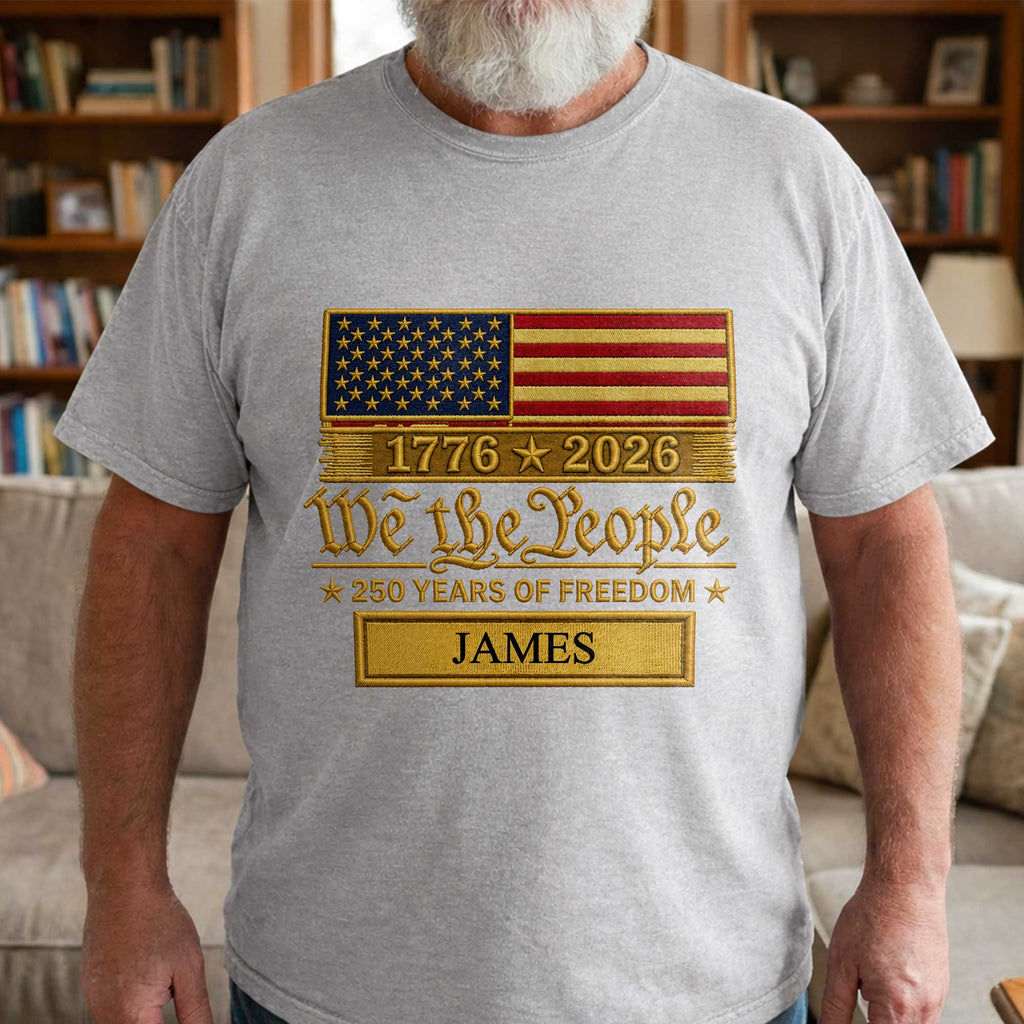 Personalized American Flag Hoodie T-shirt Custom Gift for Dad Shirt GradoCreations