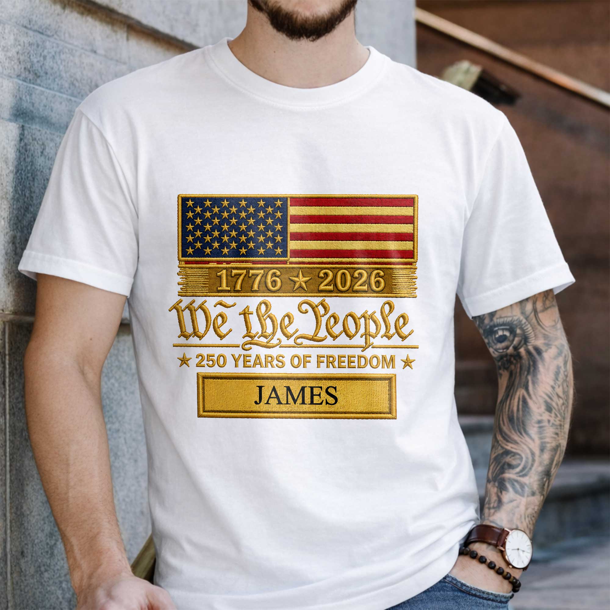 Personalized American Flag Hoodie T-shirt Custom Gift for Dad Shirt GradoCreations