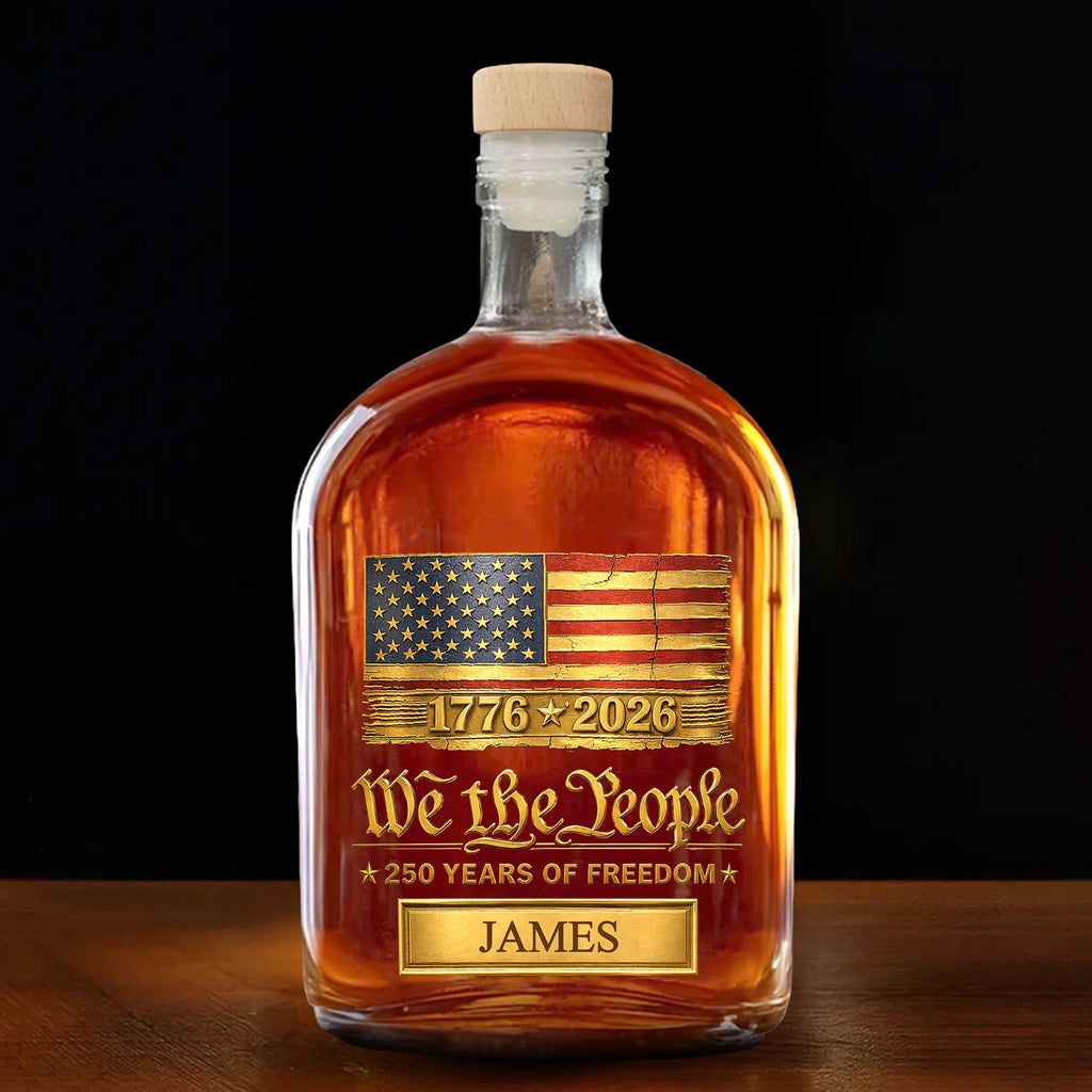Personalized Whiskey Bottle American Flag Custom Gift for Dad Whiskey Bottle GradoCreations