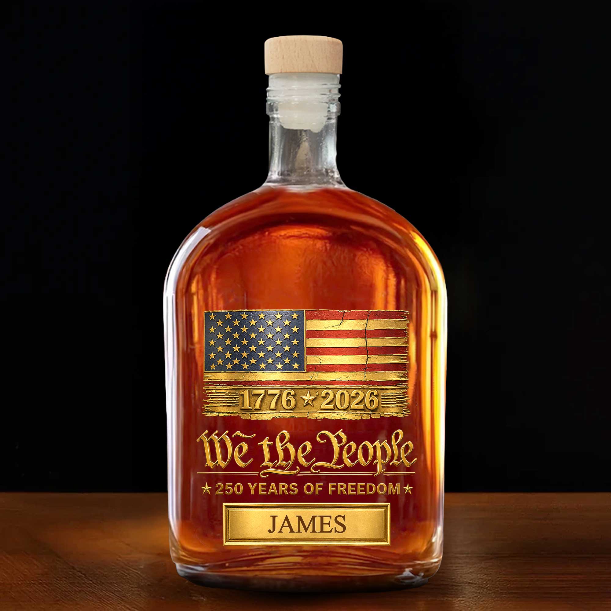 Personalized Whiskey Bottle American Flag Custom Gift for Dad Whiskey Bottle GradoCreations