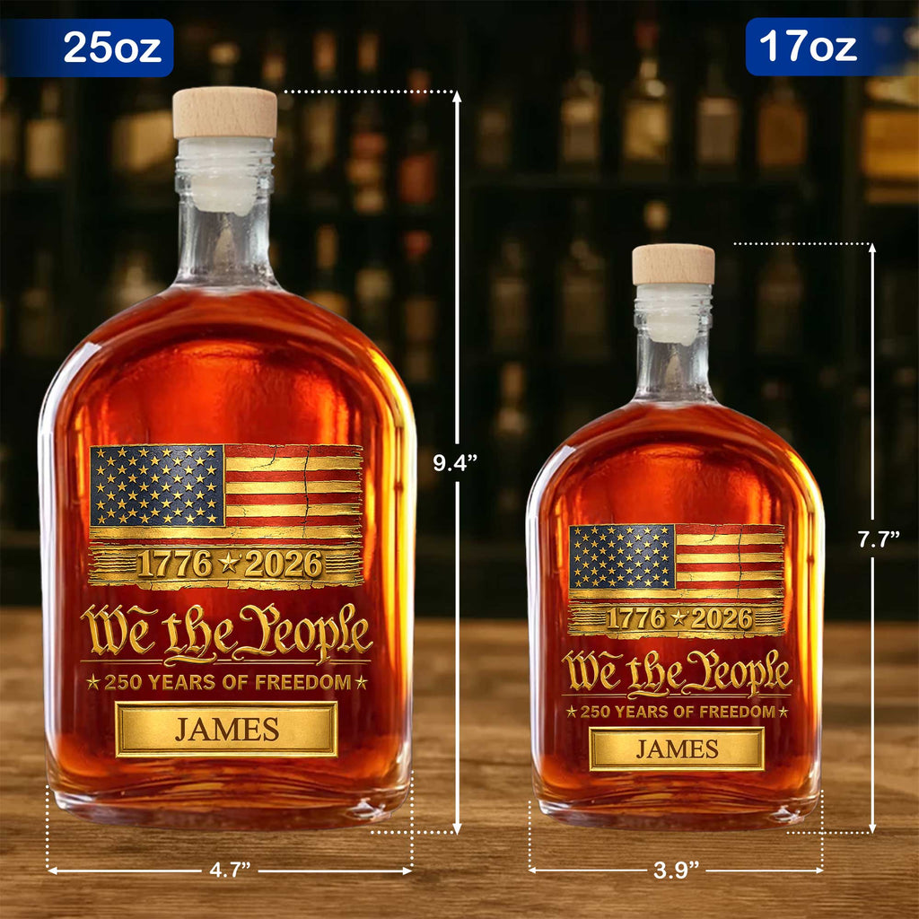 Personalized Whiskey Bottle American Flag Custom Gift for Dad Whiskey Bottle GradoCreations