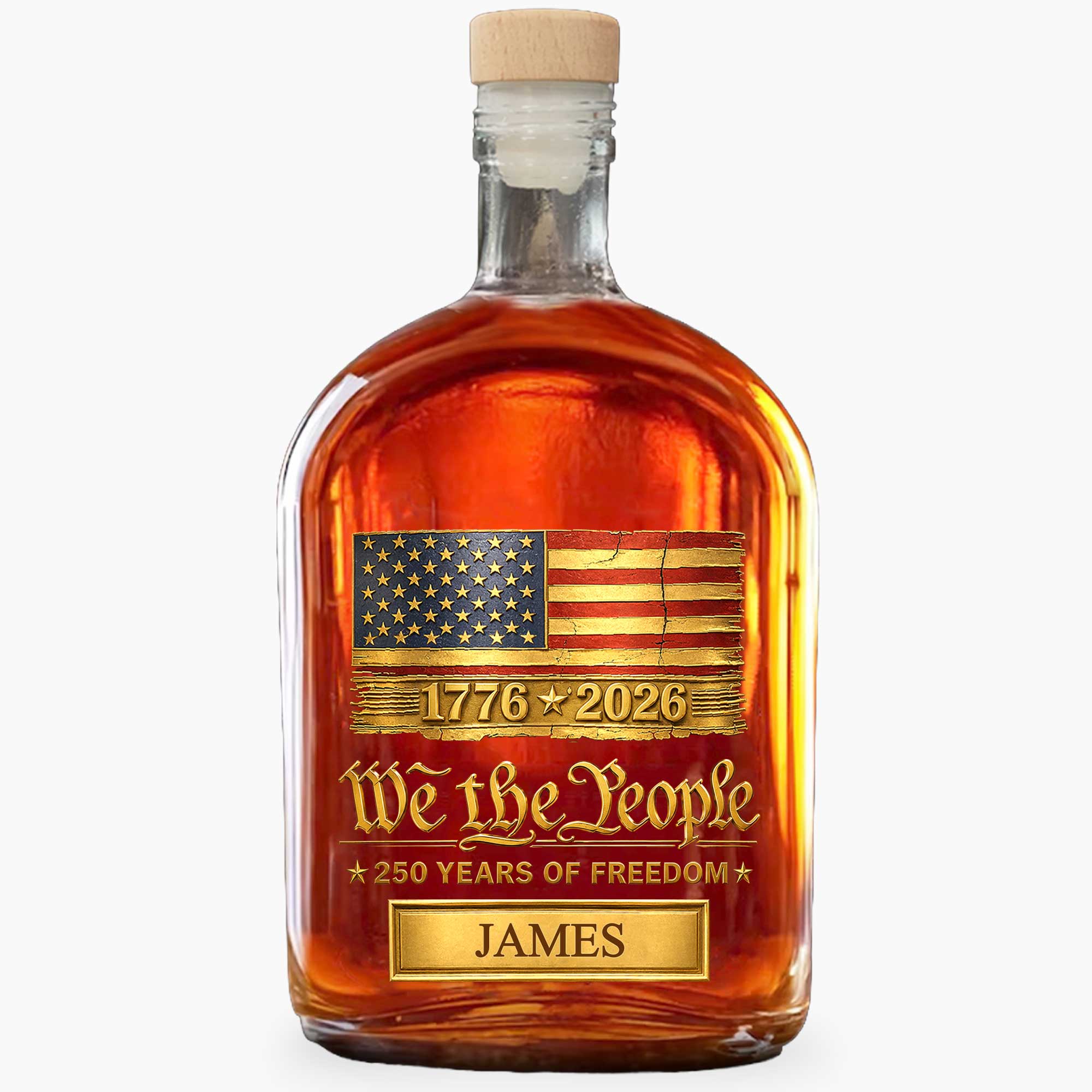 Personalized Whiskey Bottle American Flag Custom Gift for Dad Whiskey Bottle GradoCreations