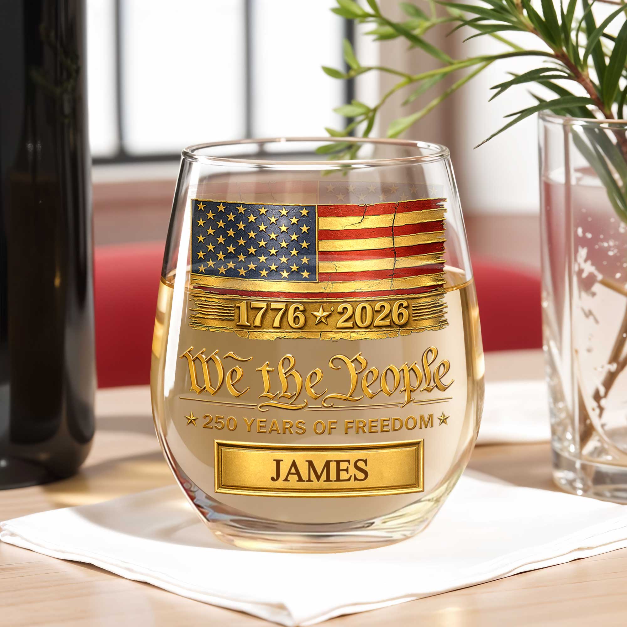 Personalized 15oz Stemless Wine Glass Gift for 4th of July Wine Glasses GradoCreations
