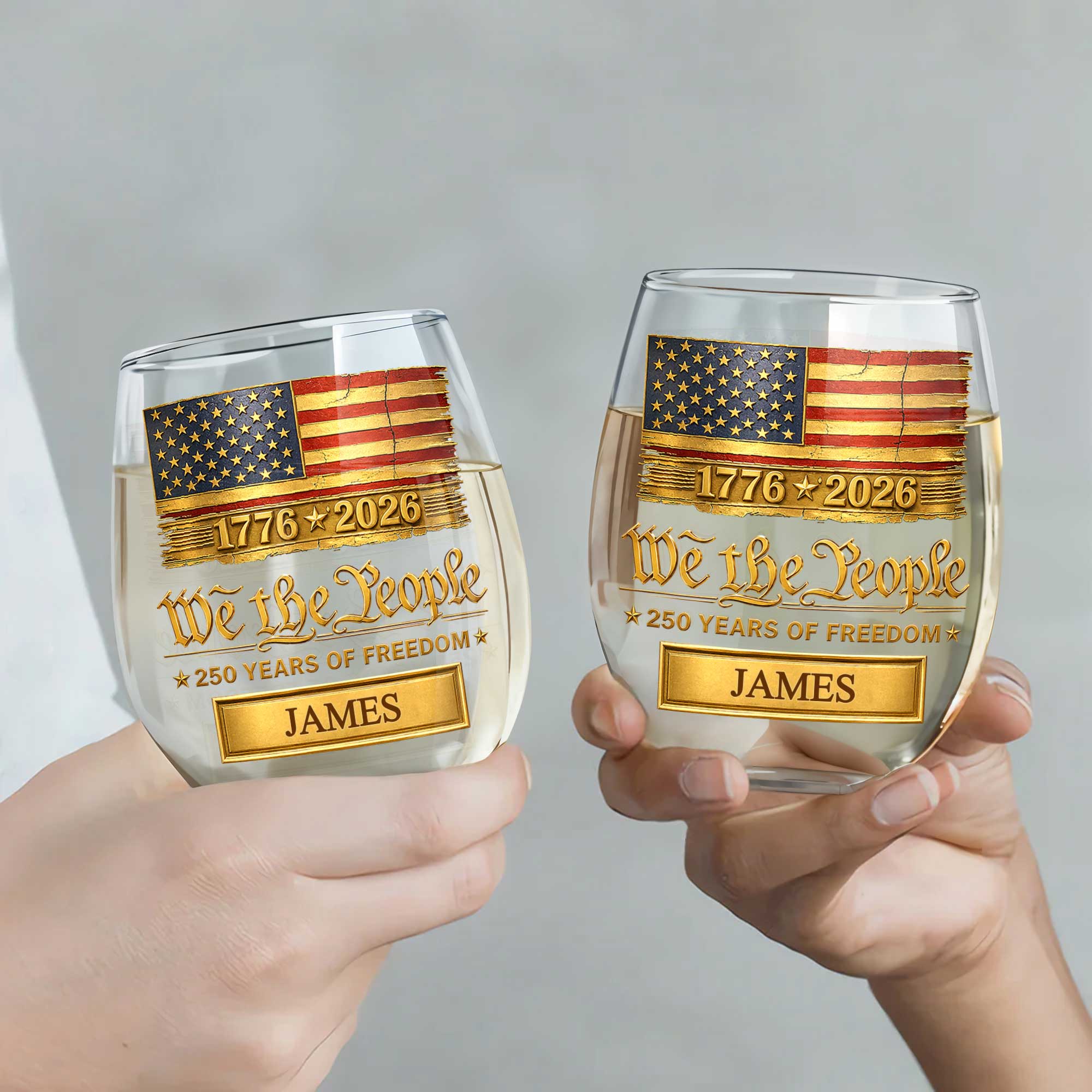 Personalized 15oz Stemless Wine Glass Gift for 4th of July Wine Glasses GradoCreations
