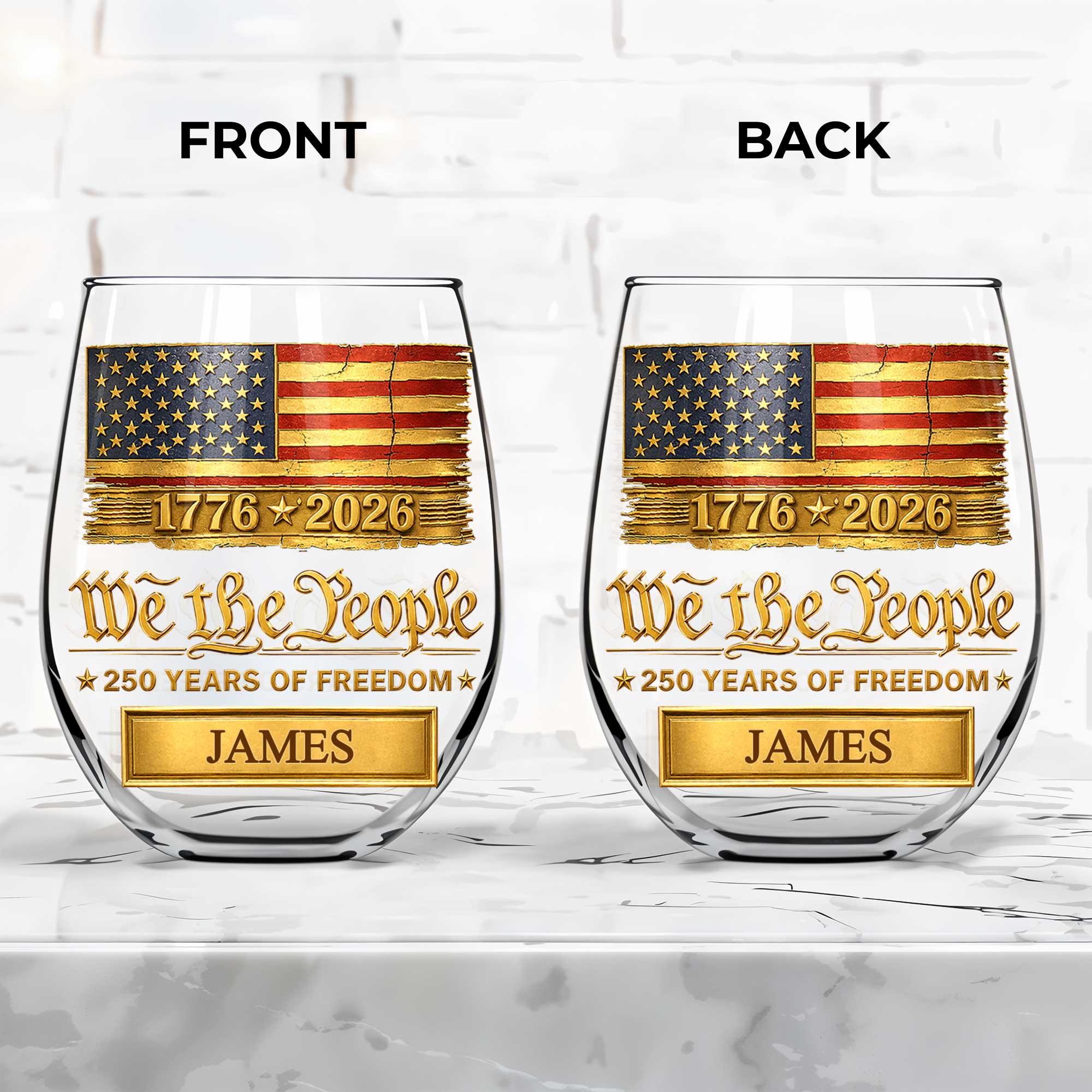 Personalized 15oz Stemless Wine Glass Gift for 4th of July Wine Glasses GradoCreations