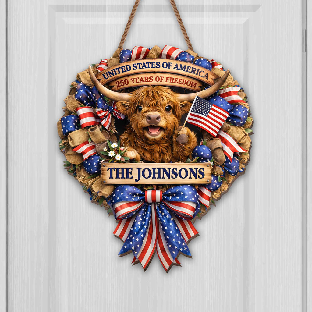 Personalized Custom Shaped Wood Sign USA Flag Gift for Family Wood Sign GradoCreations