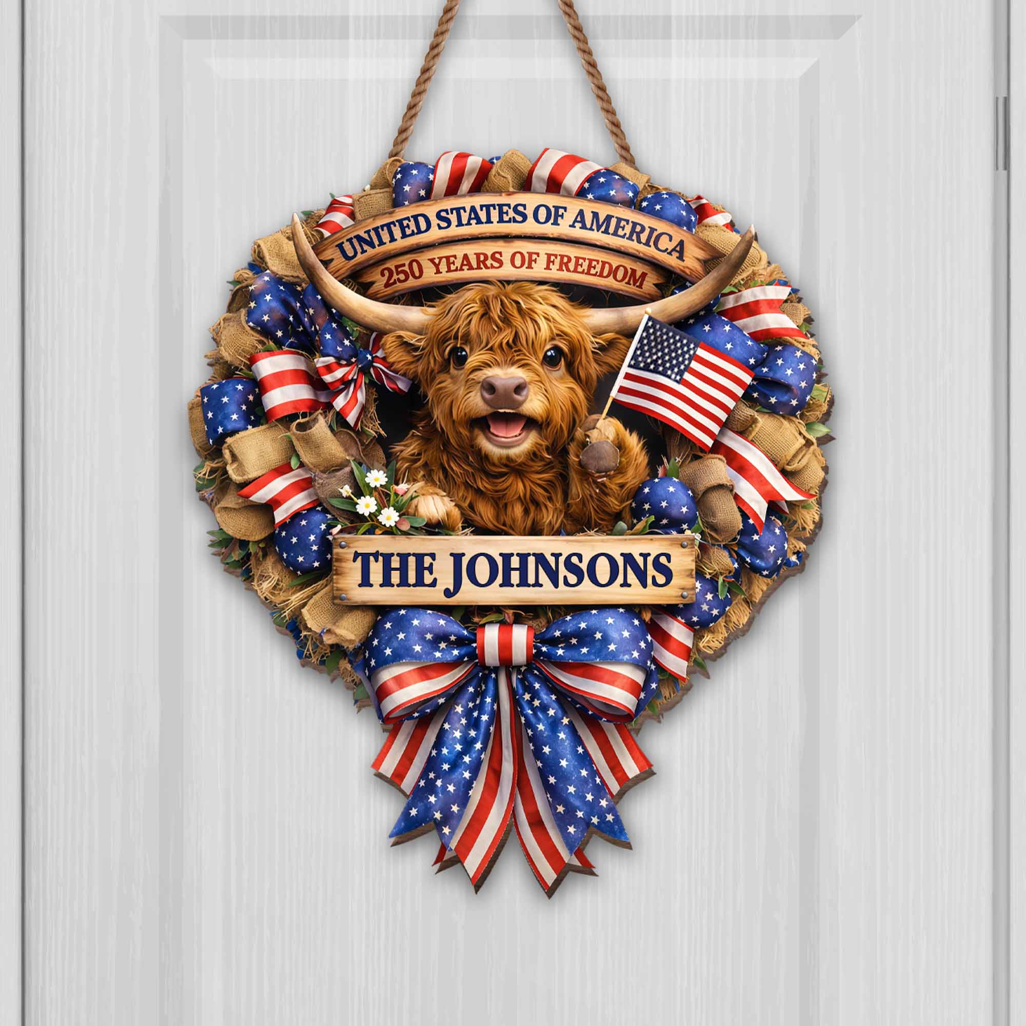 Personalized Custom Shaped Wood Sign USA Flag Gift for Family Wood Sign GradoCreations