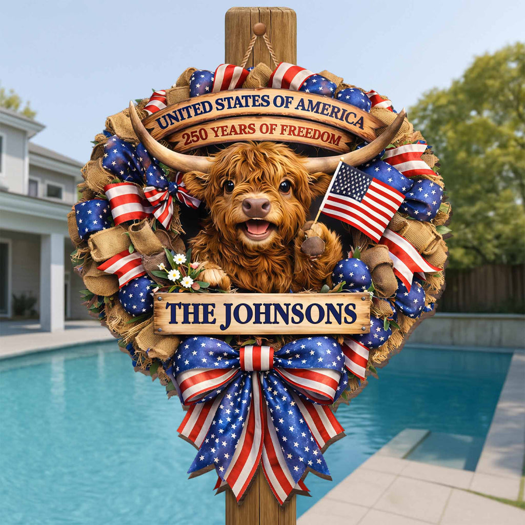 Personalized Custom Shaped Wood Sign USA Flag Gift for Family Wood Sign GradoCreations
