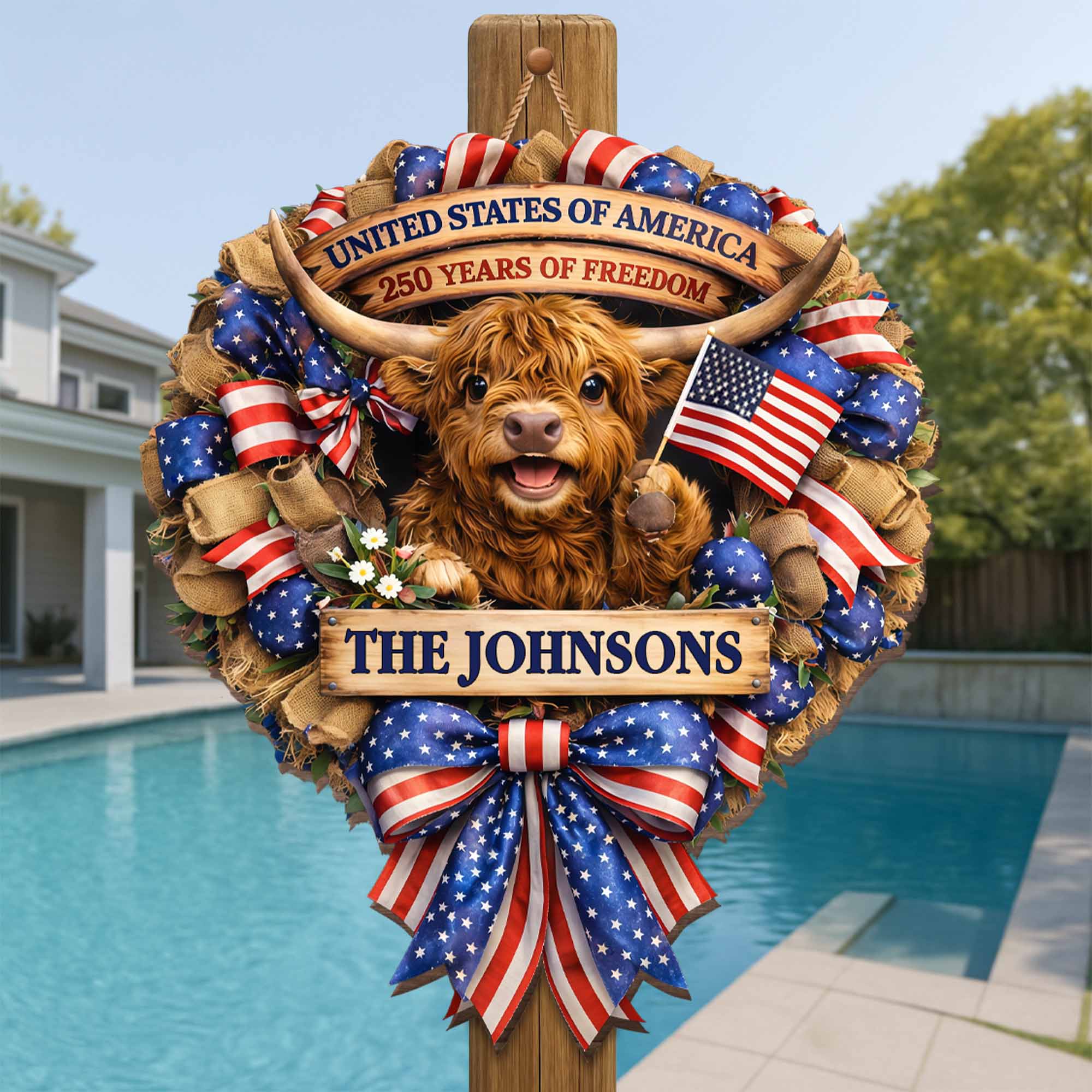 Personalized Custom Shaped Wood Sign USA Flag Gift for Family Wood Sign GradoCreations