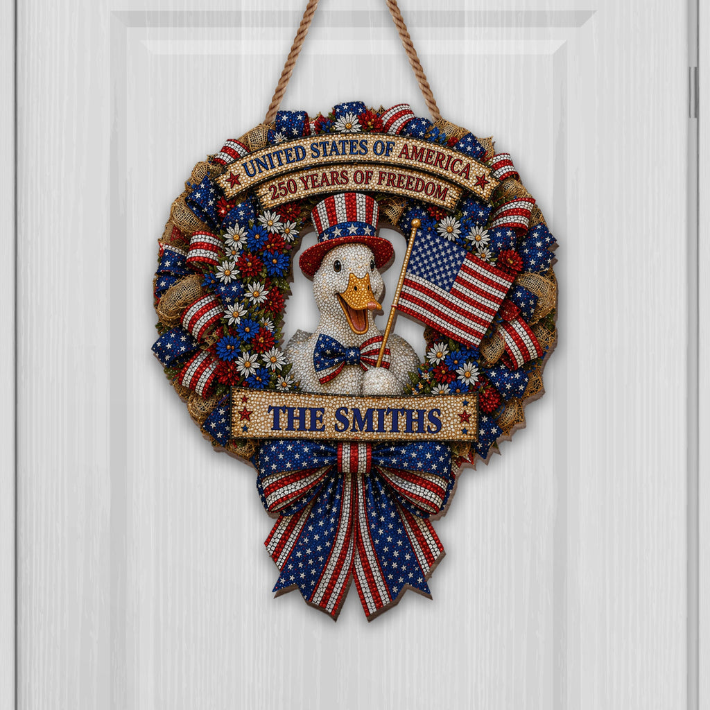 Personalized Wood Sign USA Freedom Duck Custom Name Gift Wood Sign GradoCreations