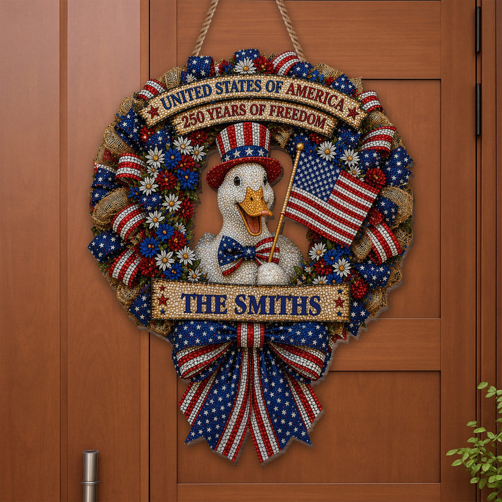 Personalized Wood Sign USA Freedom Duck Custom Name Gift Wood Sign GradoCreations