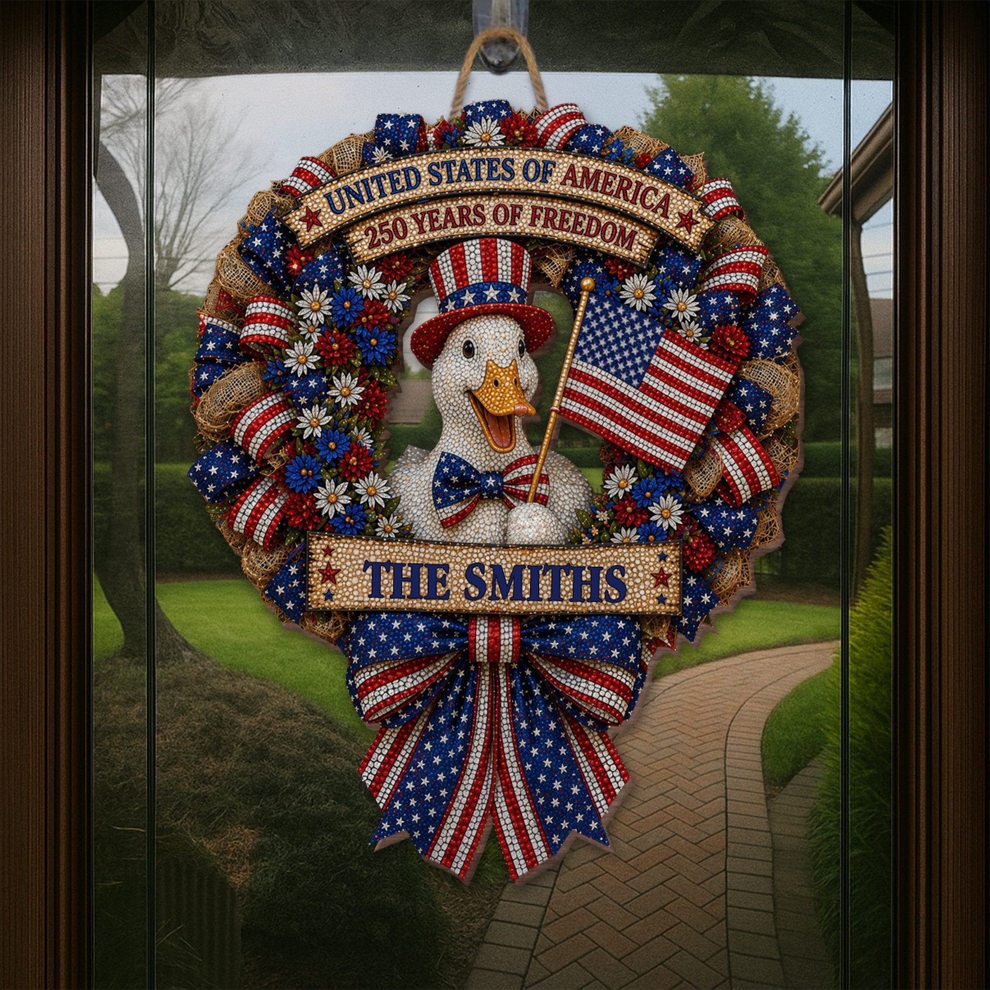 Personalized Wood Sign USA Freedom Duck Custom Name Gift Wood Sign GradoCreations