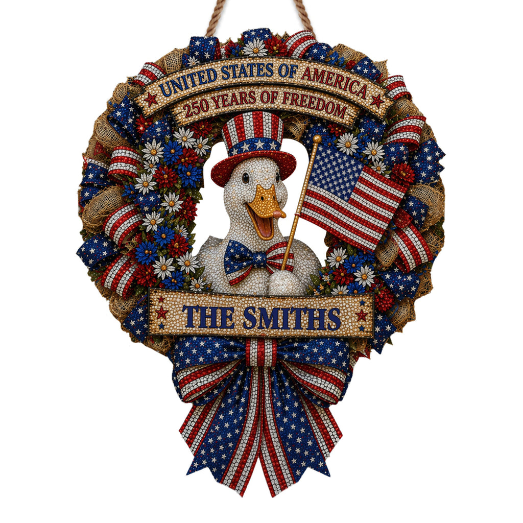 Personalized Wood Sign USA Freedom Duck Custom Name Gift Wood Sign GradoCreations