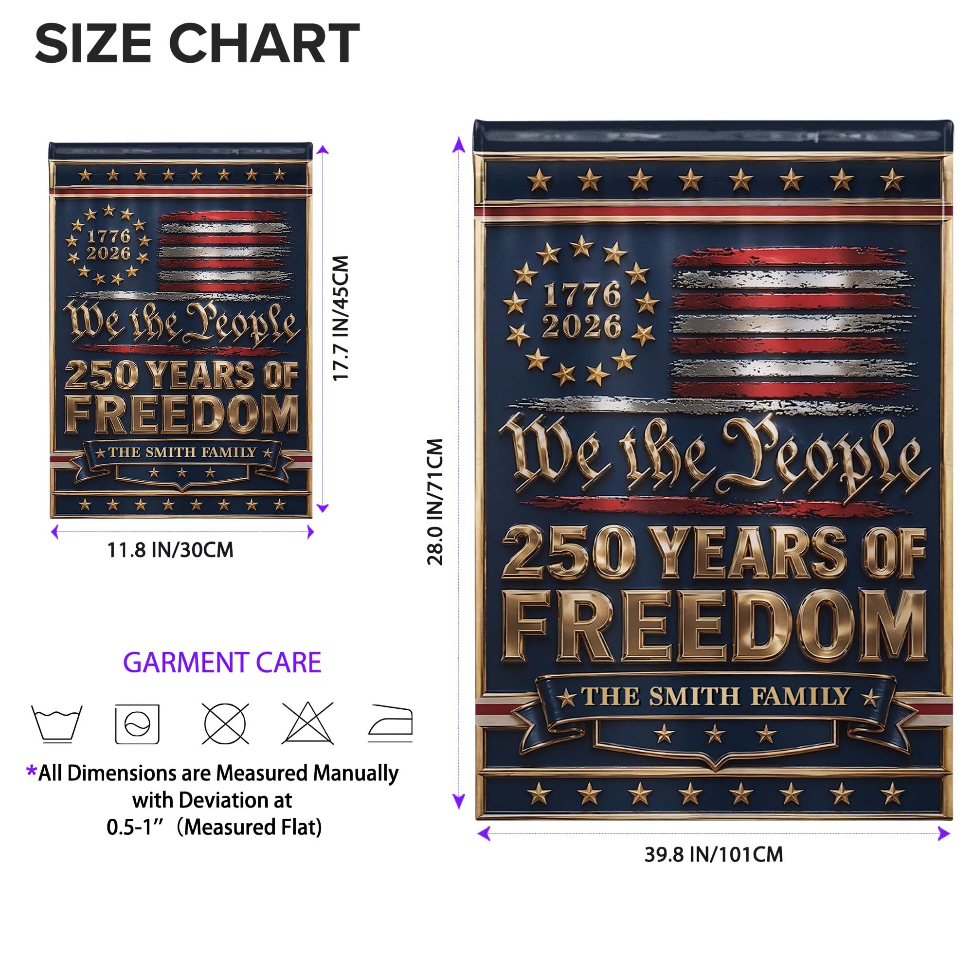 Personalized Double-Sided Garden Flag Custom Family Name Independence Day Gift Garden Flag GradoCreations