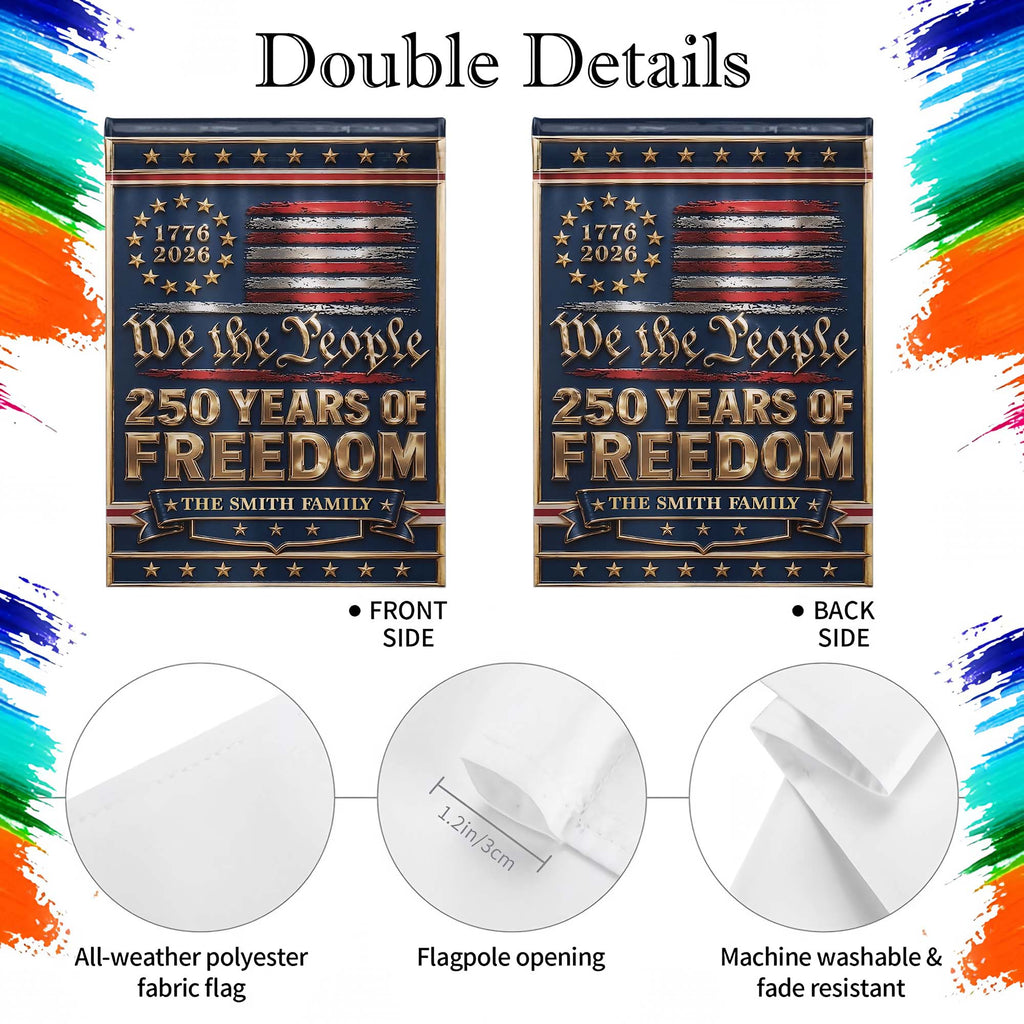 Personalized Double-Sided Garden Flag Custom Family Name Independence Day Gift Garden Flag GradoCreations
