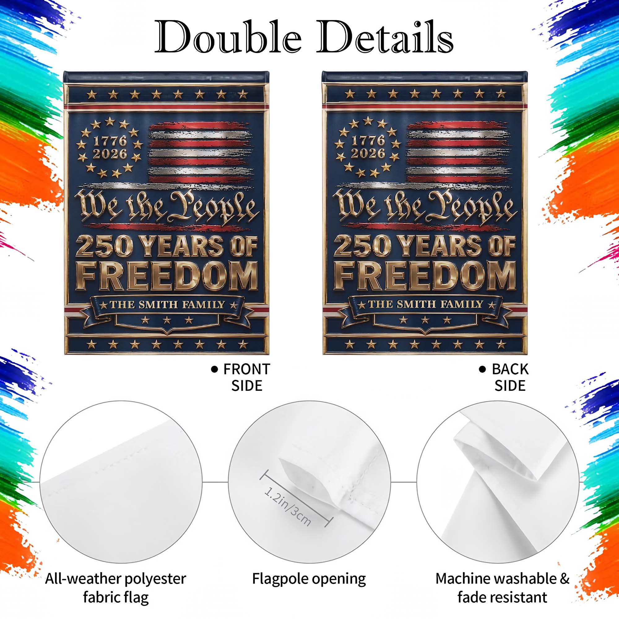 Personalized Double-Sided Garden Flag Custom Family Name Independence Day Gift Garden Flag GradoCreations