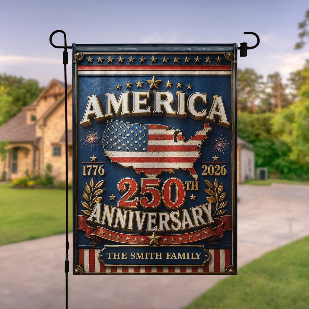 Personalized Garden Flag Custom Family Name USA Map Gift - 4th of July Garden Flag GradoCreations