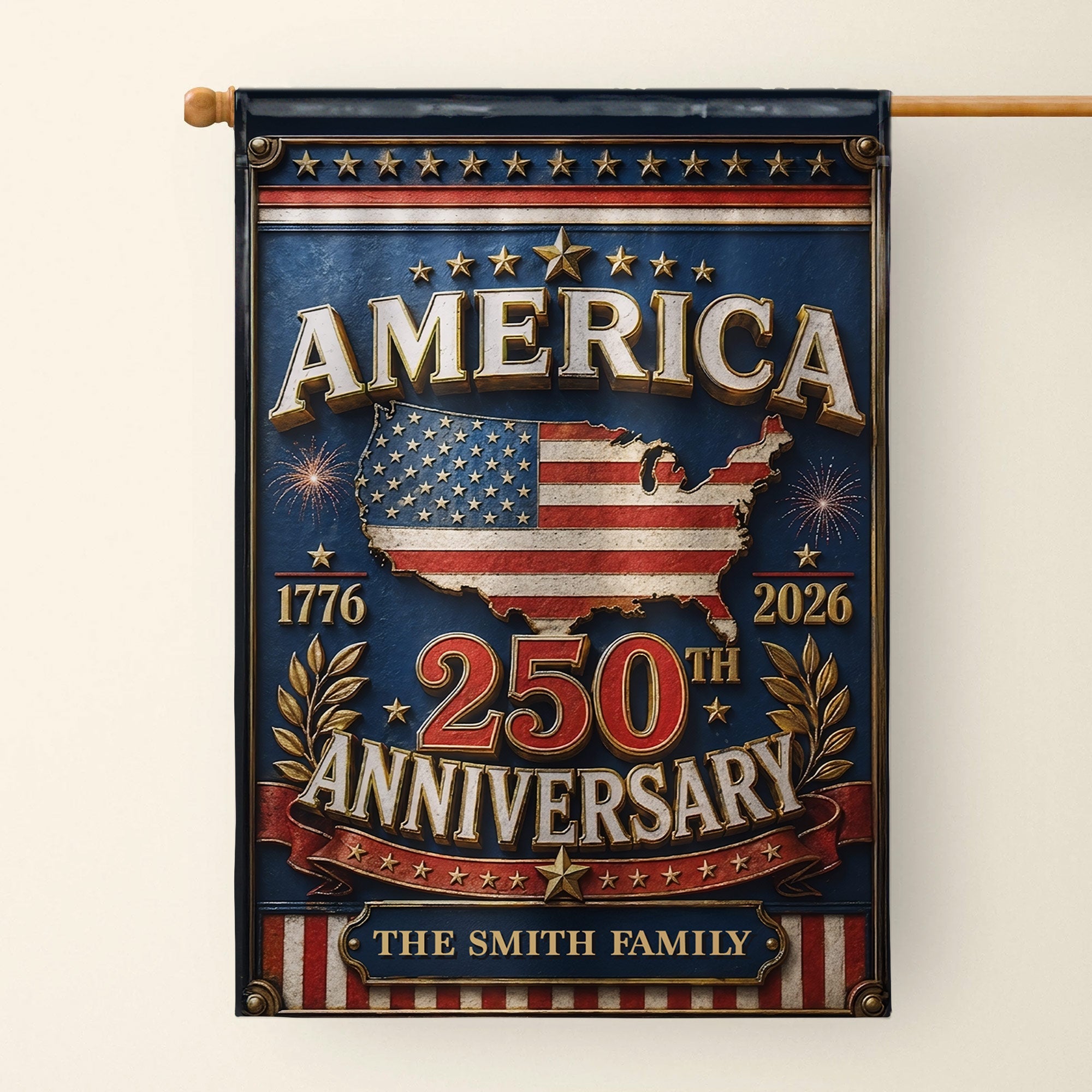Personalized Garden Flag Custom Family Name USA Map Gift - 4th of July Garden Flag GradoCreations