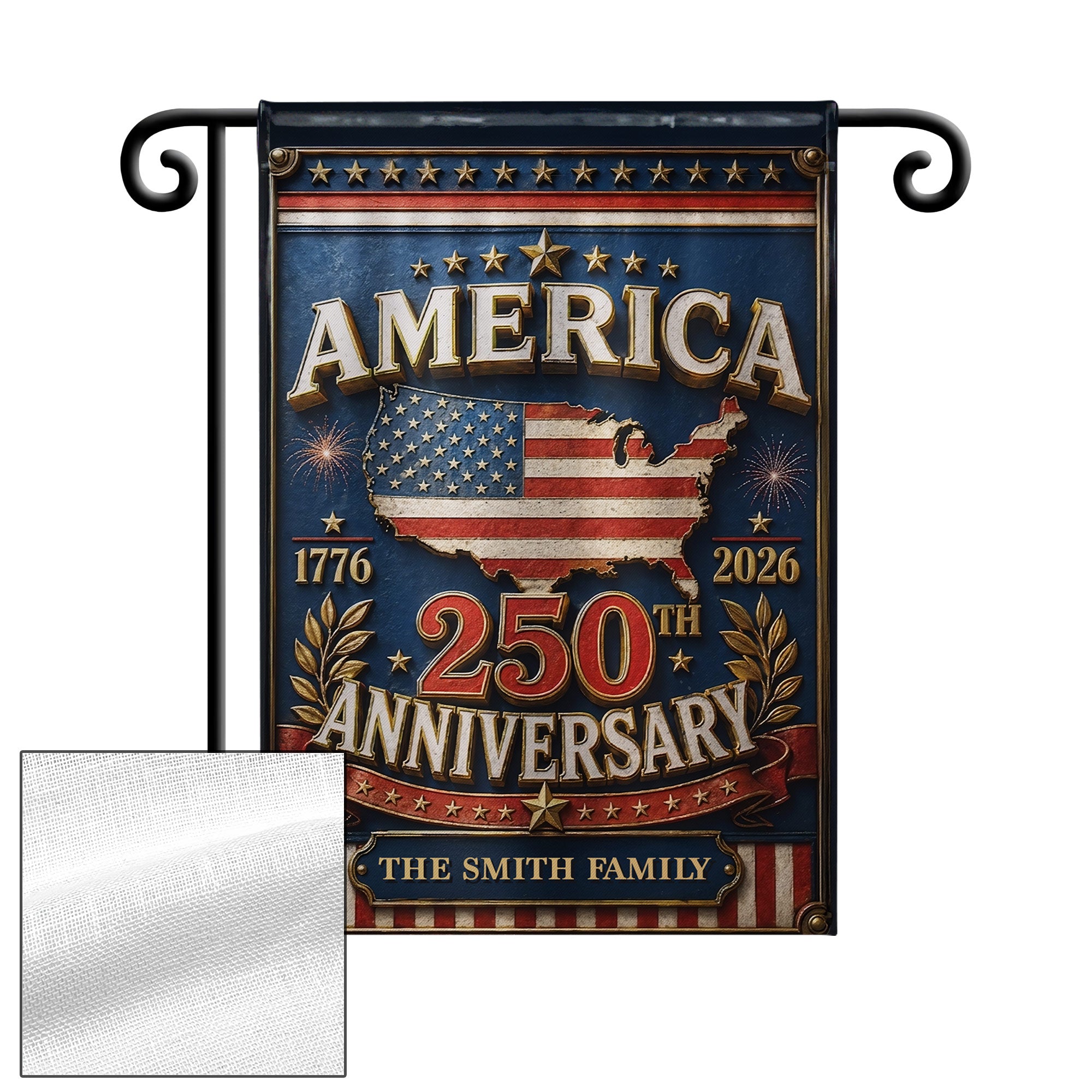Personalized Garden Flag Custom Family Name USA Map Gift - 4th of July