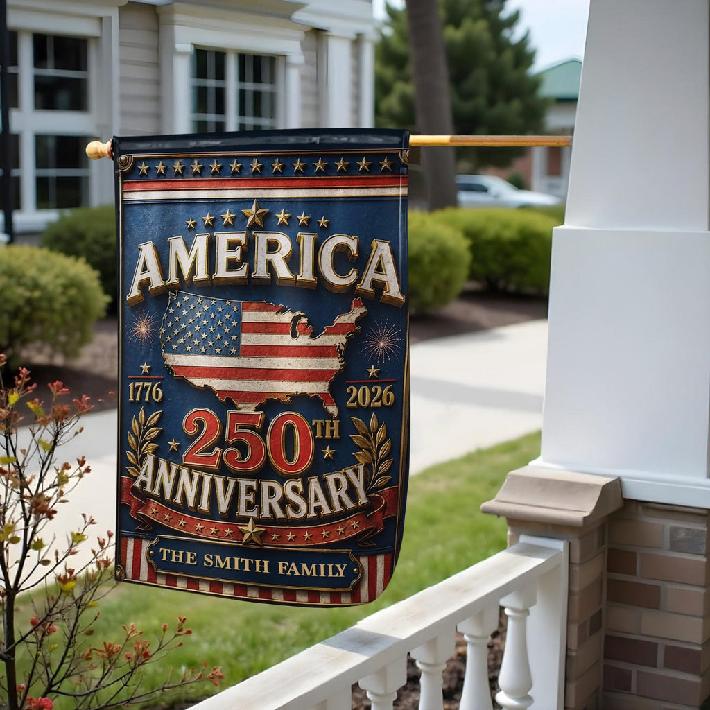 Personalized Garden Flag Custom Family Name USA Map Gift - 4th of July Garden Flag GradoCreations